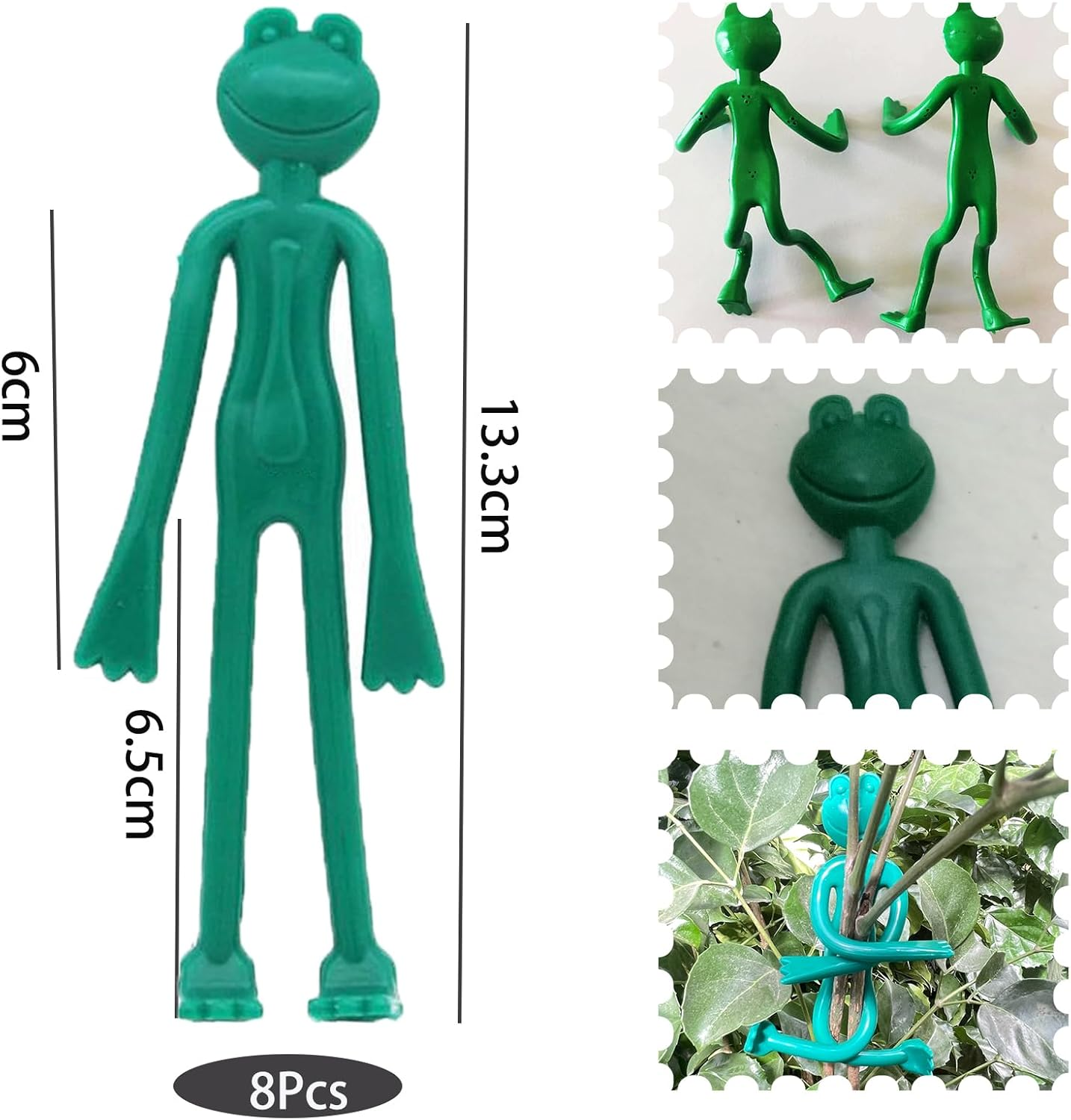 8Pcs Frog Garden Cable Ties, Tree Decorative Ties, Plant Ties for Climbing Plants, Green Twist Ties, Gardening Gifts, Garden Gifts, Frog Gift, Garden Ties for Plants Support Gardening Supplies image number 2