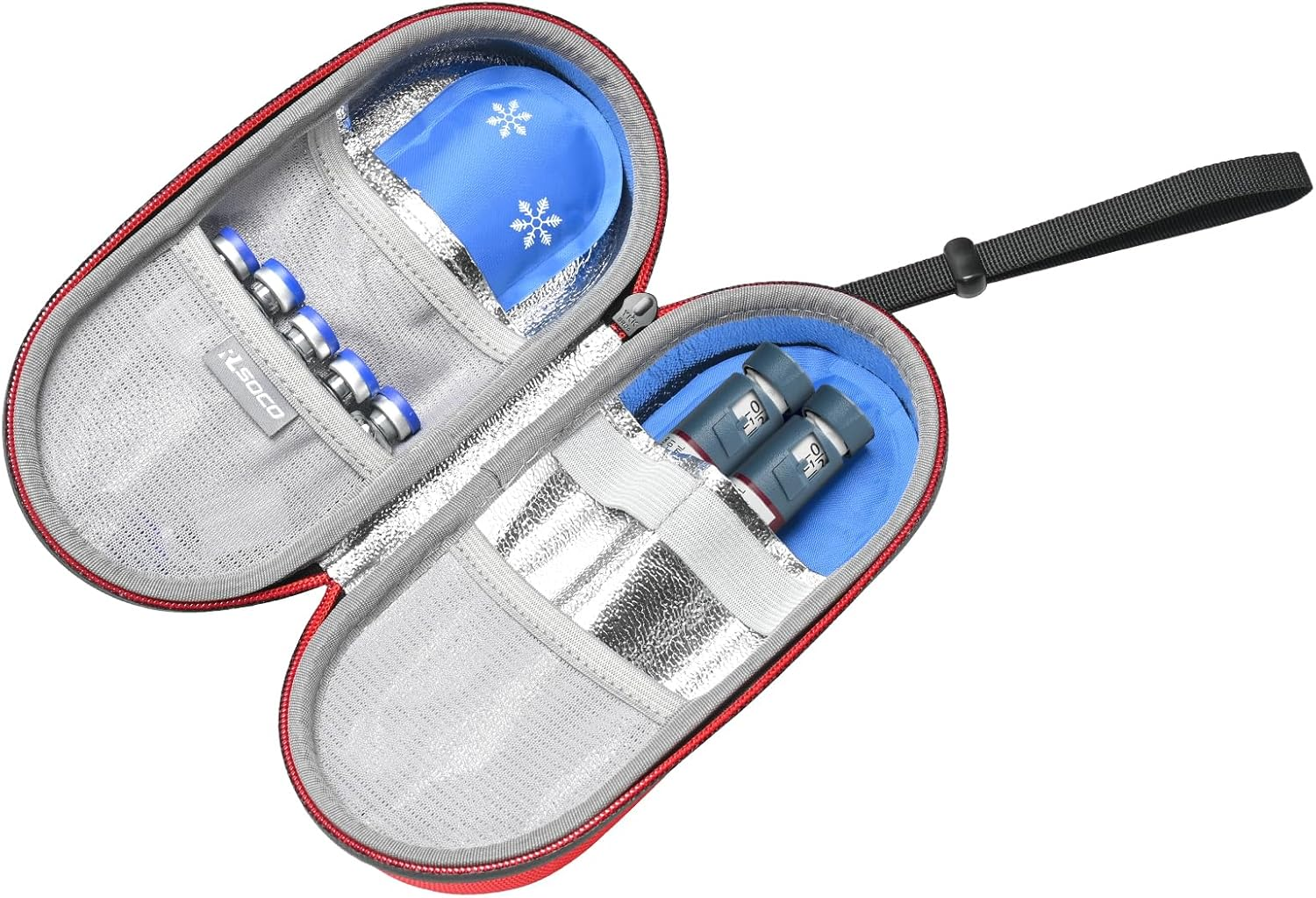 RLSOCO Carrying Case for Epipen Fits Asthma Inhaler/Allergy Meds/Diabetic Supplies/Auvi-Q/Insulin Pen/Anapen Portable Travel Organizer - Red (Case Only) image number 5