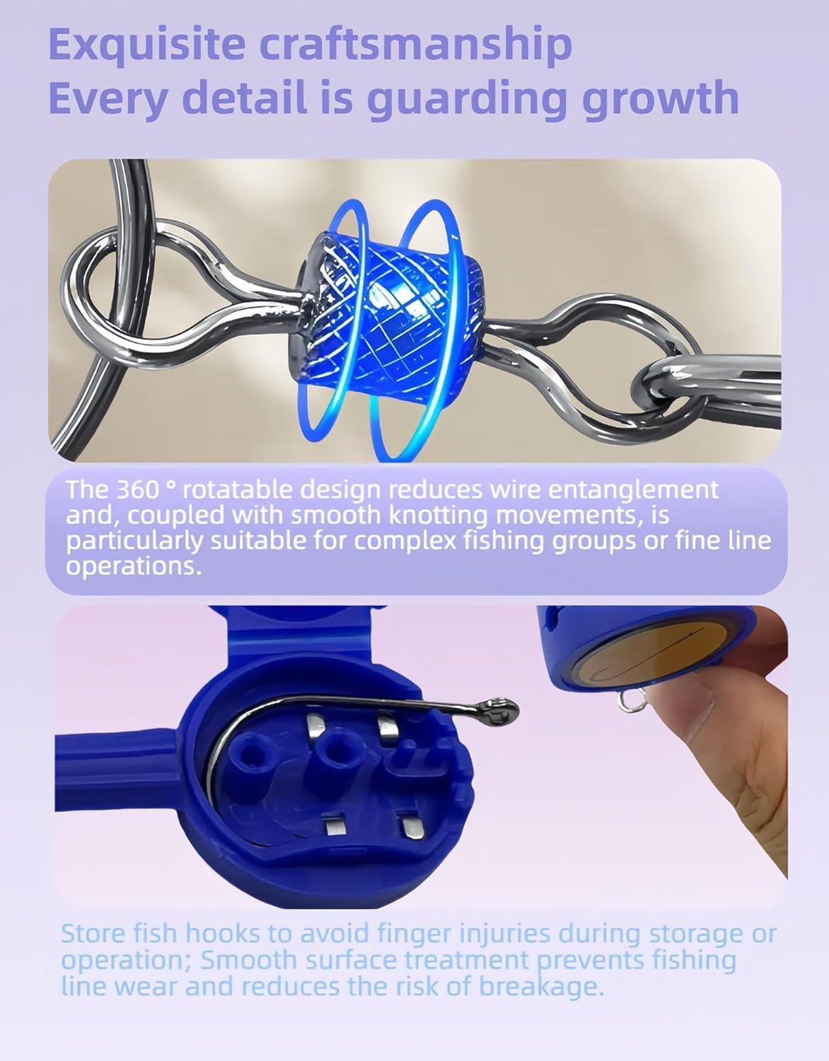 Fokmuaex 4-Piece Fishing Knot Tying Tool Set - Quick & Secure Knot Maker for Ice/Fly Fishing, Protects Hands from Sharp Hooks, Essential Beginner Fishing Accessory with Nail Knot Tool