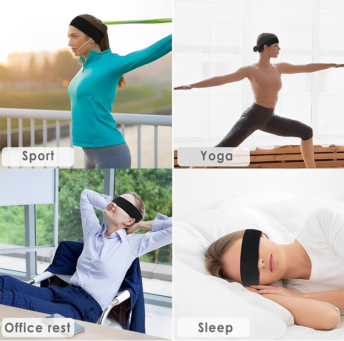 Pack of 2 Hair Bands, Black, 7 Cm Wide Headband, Elastic Headband, Unisex, Non-Slip Headband for Running, Cycling, Yoga, Fitness, Soft Sweatband image number 1