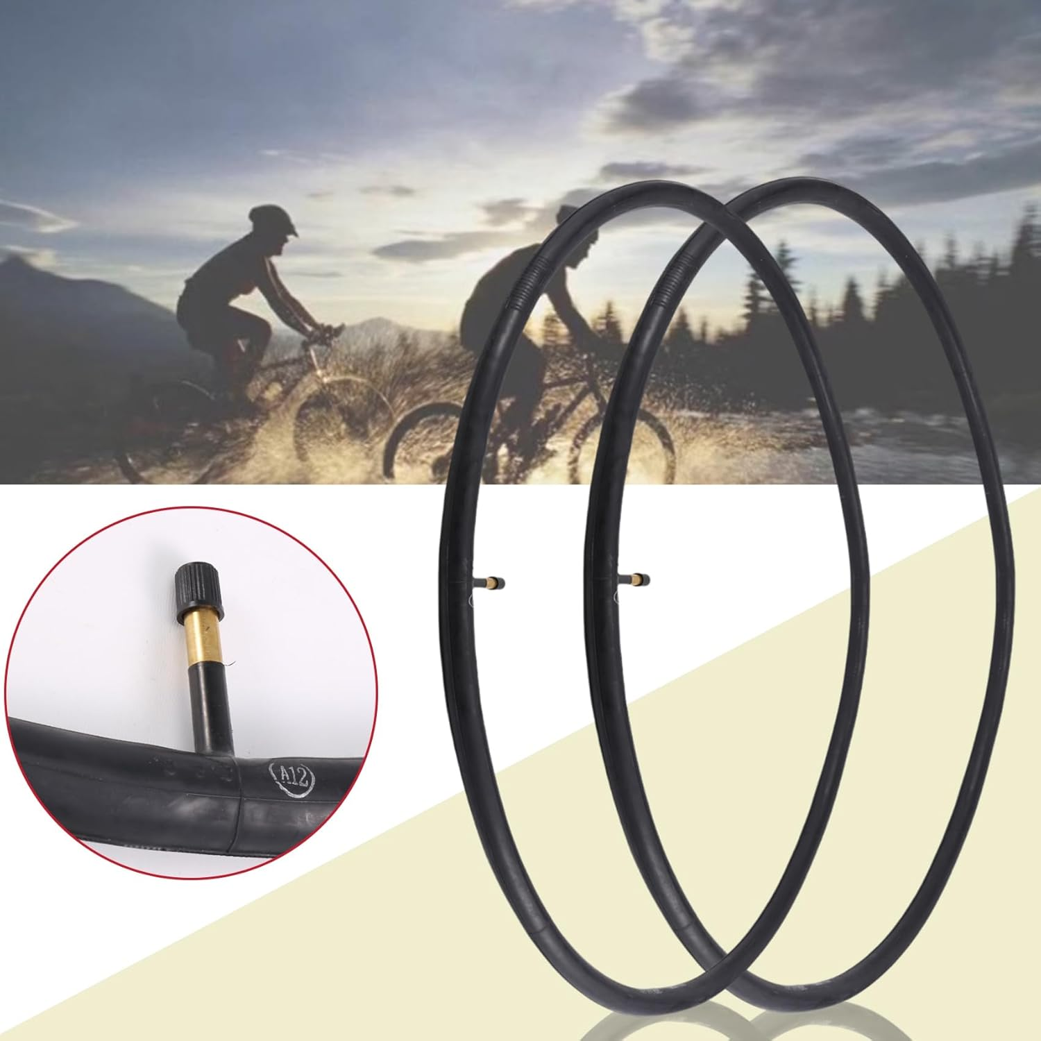 Ceahoify 700X35C/38C/40C/43C Bike Inner Tube with Schrader Valve 48Mm, 2 Pack Bike Tire Tube for 700C Road Bicycle