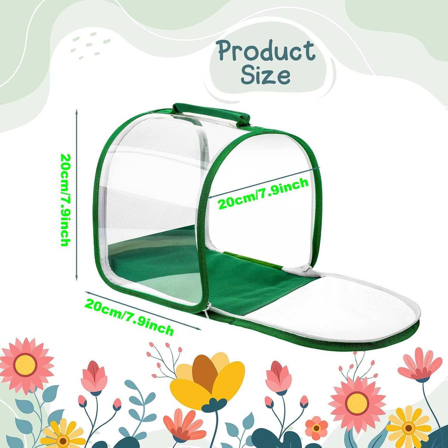 Small Butterfly Habitat, Insect Mesh Cage, Caterpillar Enclosure, Critter Cage, Bug Terrarium Portable Carry Handle Easy to Observe 20 X 20 X 20 Cm image number 5