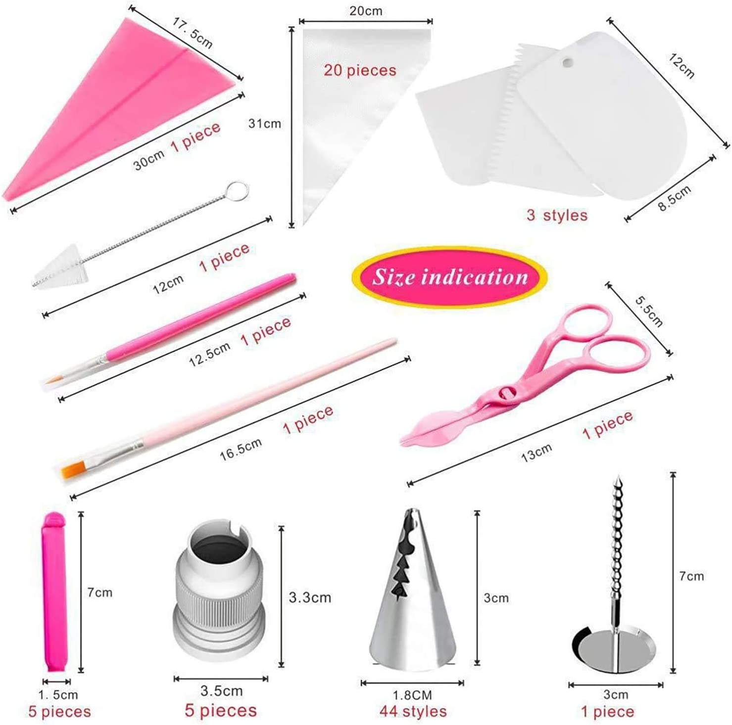 Jydirect 83 Pieces Cake Decorating Kits in a Box, Stainless Steel Icing Piping Nozzle Tip Set with 44 Icing Tips, Baking Frosting Tools Set for Cupcakes Cookies or Whipped Cream Clay for Making DIY at Home image number 2
