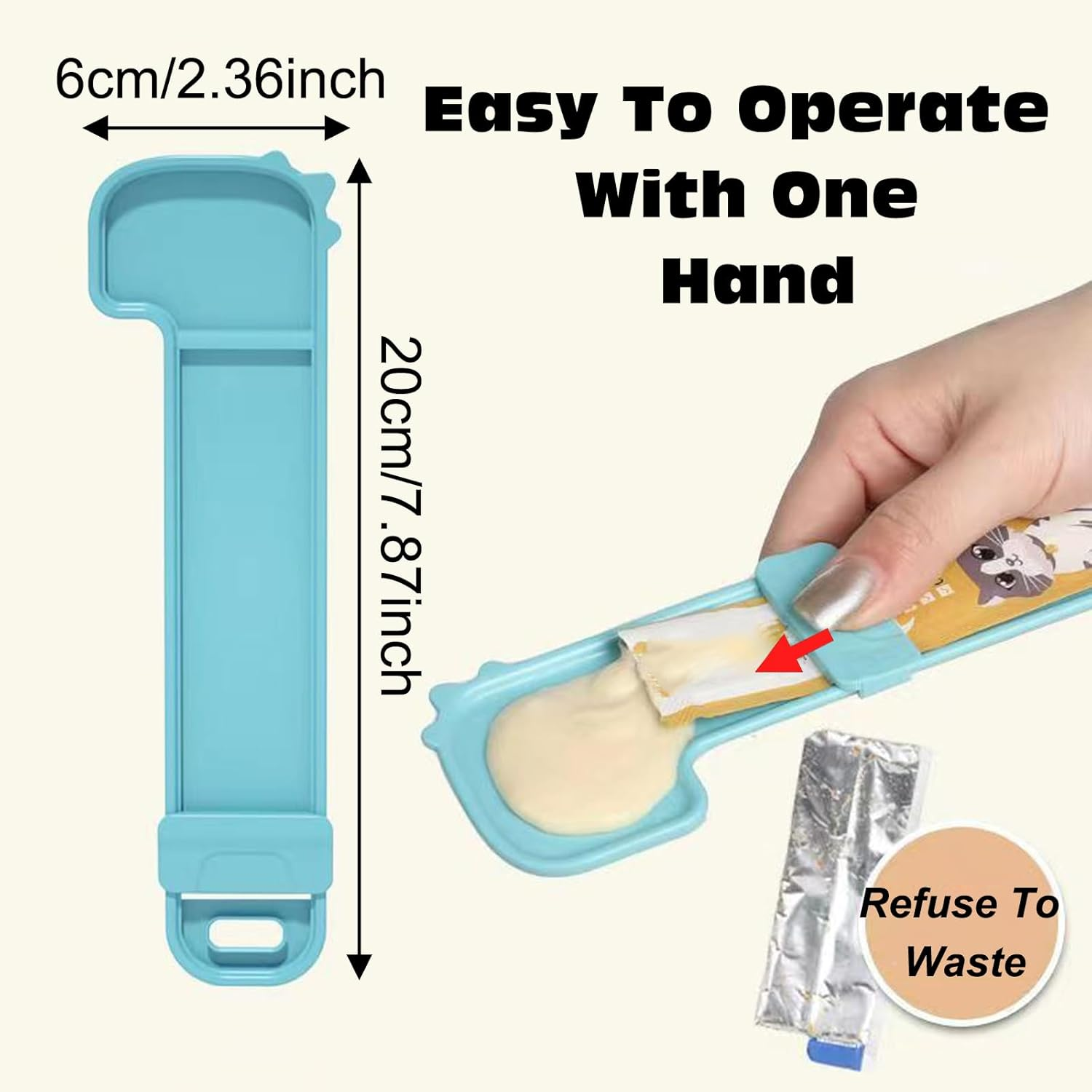 KASESSS Pack of 4 Spoons for Cat Treat, Cute Cat Strip Feeding Spoon, Plastic Cat Treat Dispenser Spoon, Cat Feed Strip Squeeze Spoon, Cat Stripes Happy Spoon (Yellow, Blue) image number 3