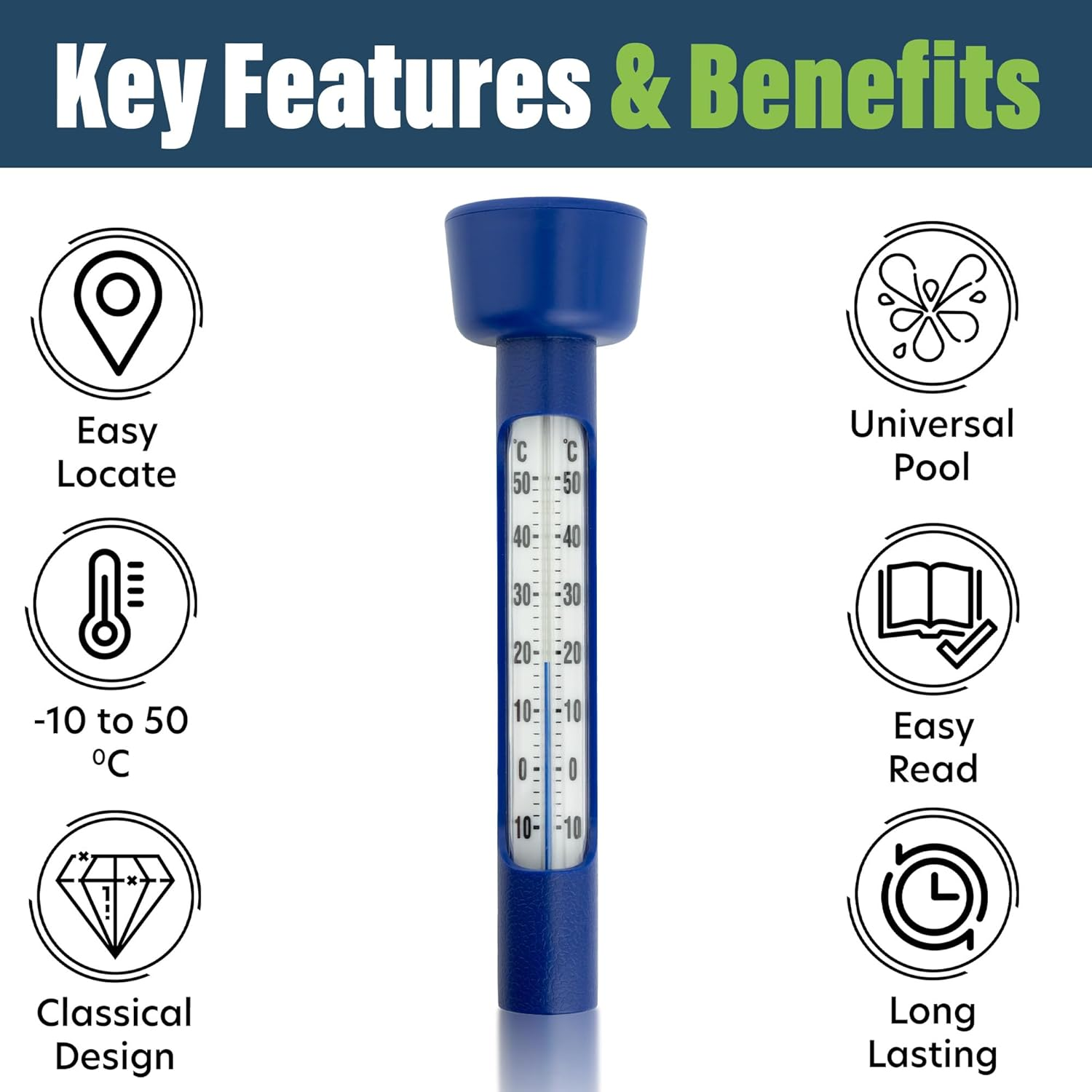 Swimming Pool Thermometer Easy to Read Water Temperature Thermometer for Ice Bath Cold Plunge Spa Pool Hot Tub Accessories Wild Swimming