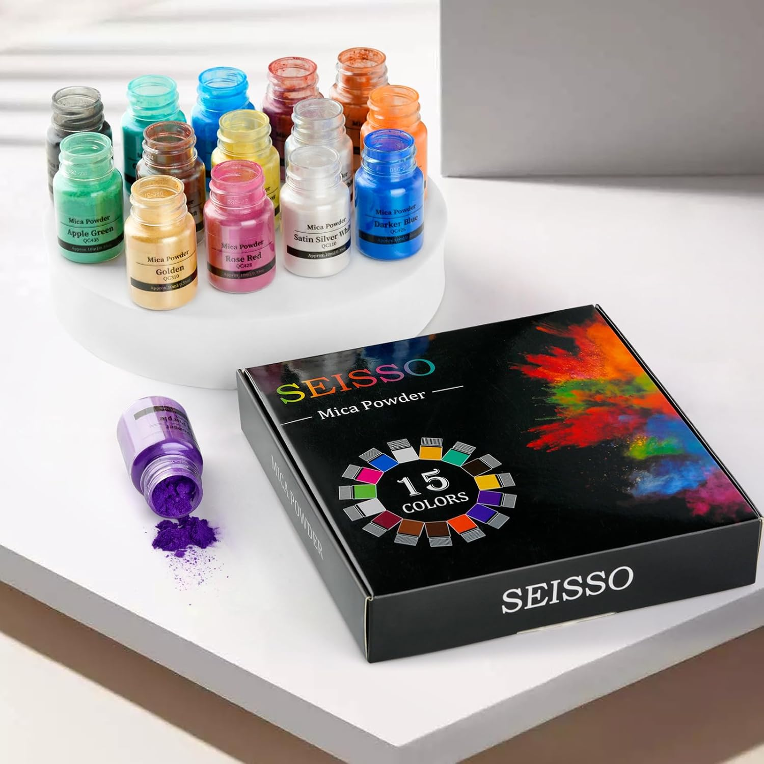 15 Colors Pigment Mica Powder Colorant Color Pigment Powder Soap Making Tool Nail Powder Resin Dye Candle Making Eye Shadow Blush Resin Jewelry Craft Project image number 2