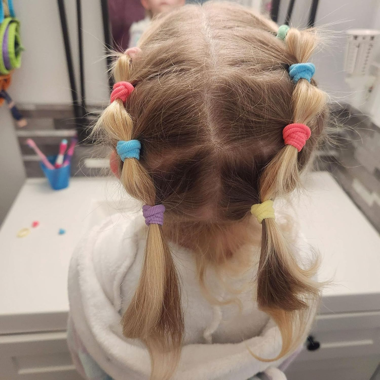 200 Pack Hair Ties Beoffer Baby Toddlers Girls Elastics Hair Bands No Damage Multicolor Colorful Small Rubber Bands Ponytail Pigtails Holders Not Harm to Hair (Macaron) - Color E image number 7