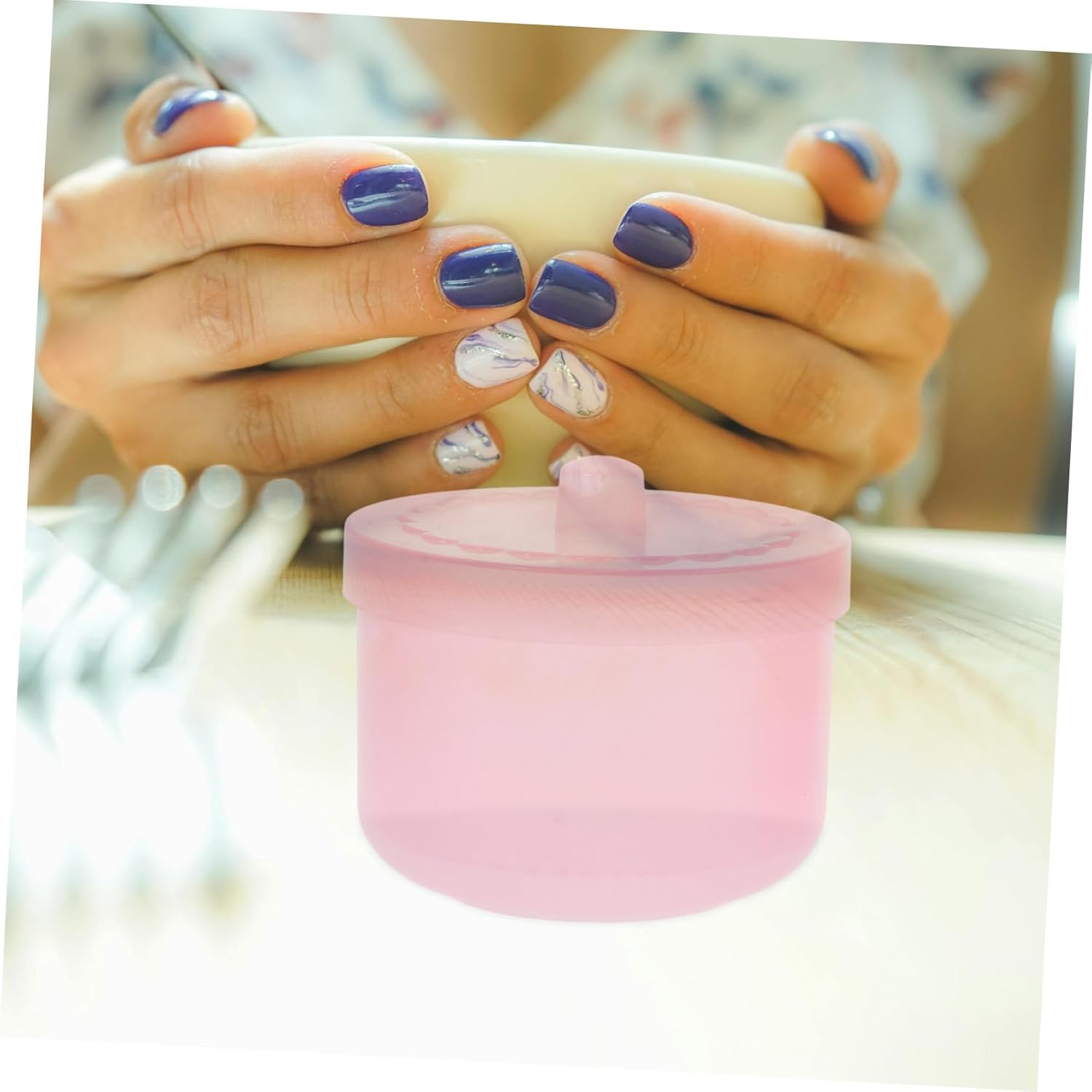 2Pcs Plastic Nail Tool Cleaner Box with Double-Layer Filter for Manicure Tweezers Sterilizer Tray Pink Organizer Case Suitable for Nail Art image number 2