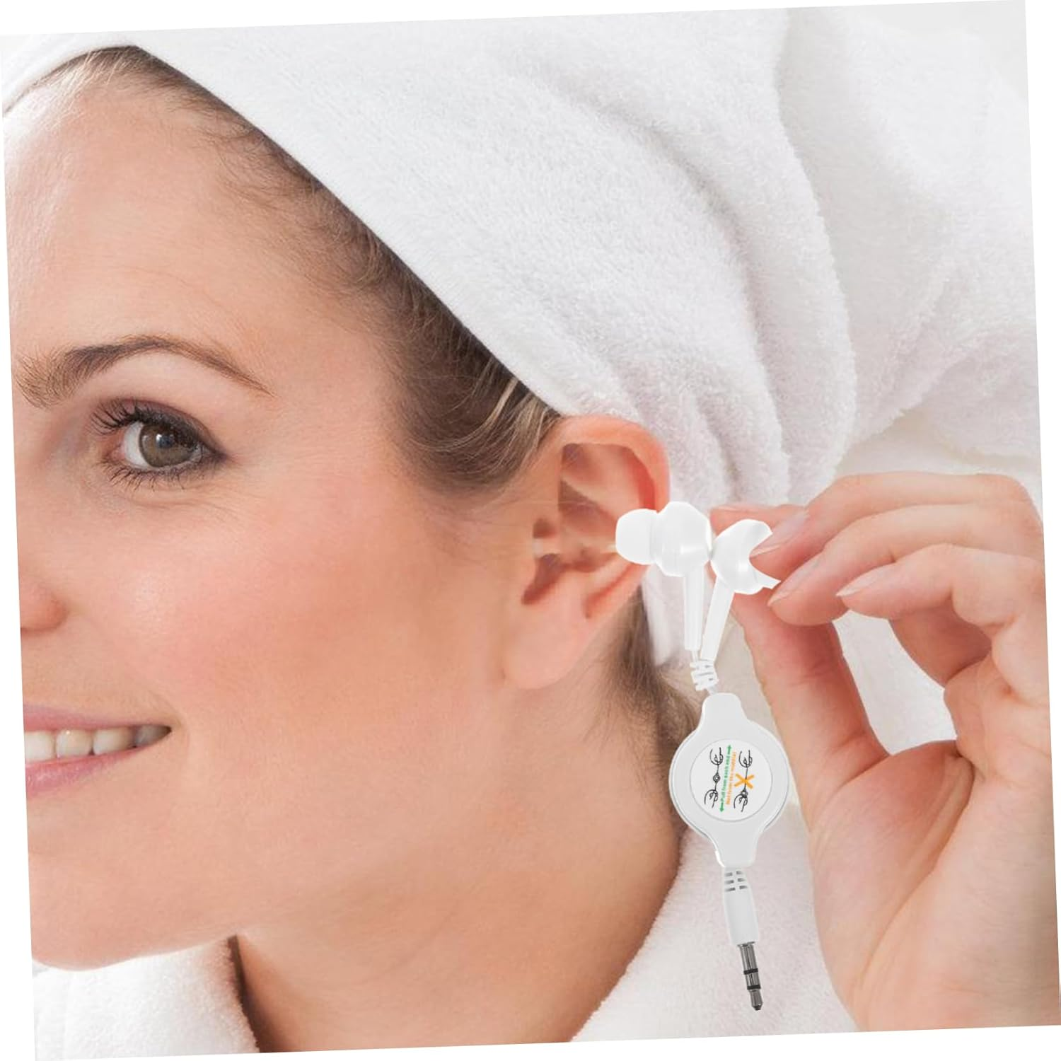 Homoyoyo Retractable In-Ear Earphones with 3.5Mm Jack, Mini Double Pull Telescopic Earbuds for Travel and Sports, White Corded Headphones Suitable for Mp3 Players and Mobile Devices image number 2