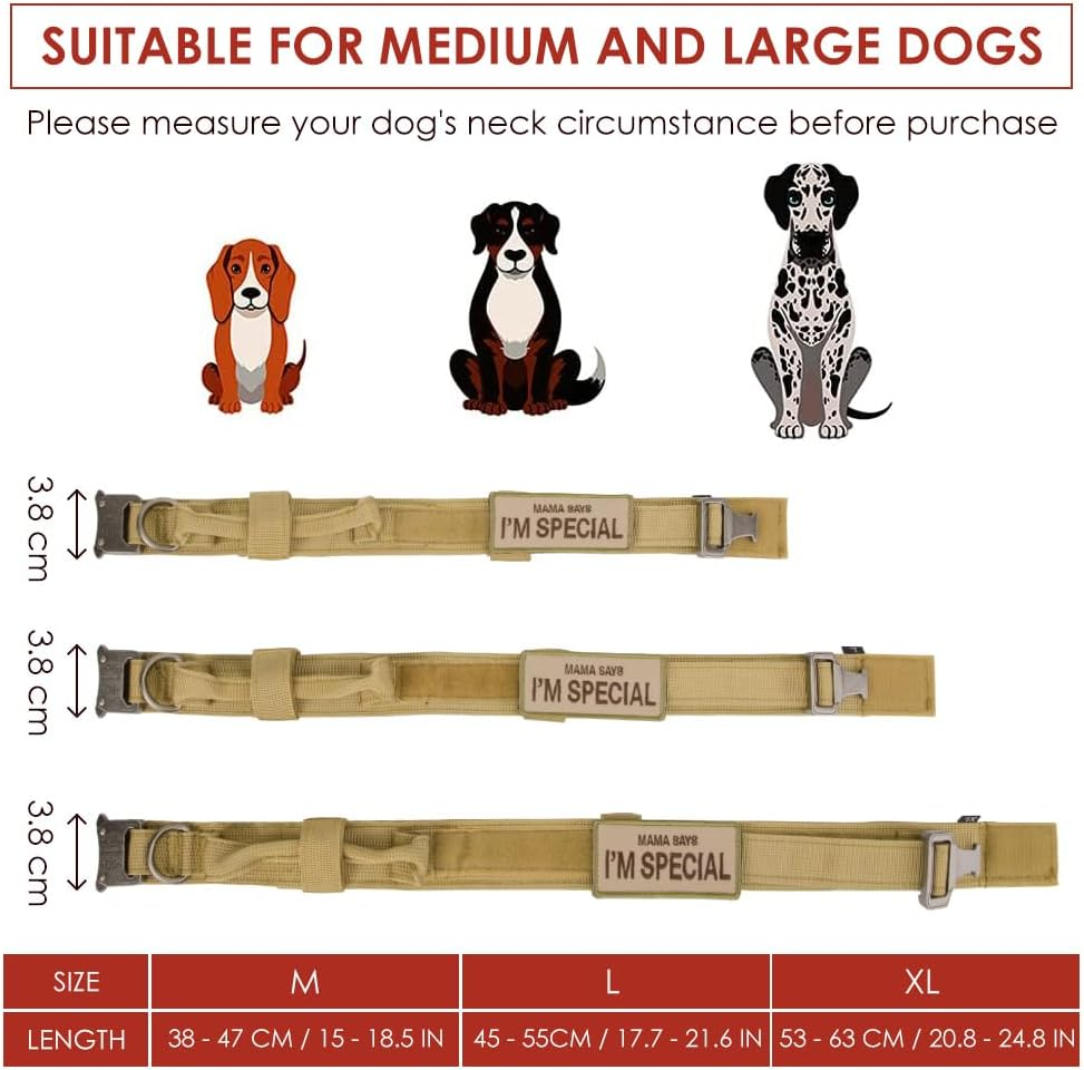 AUTOWT Tactical Dog Collar, Adjustable Military Training Nylon Dog Collar with Breathable Soft Padded, Thick Pet Collars Heavy Duty Metal Buckle with Handle for Small Medium Large Dogs Walking image number 5