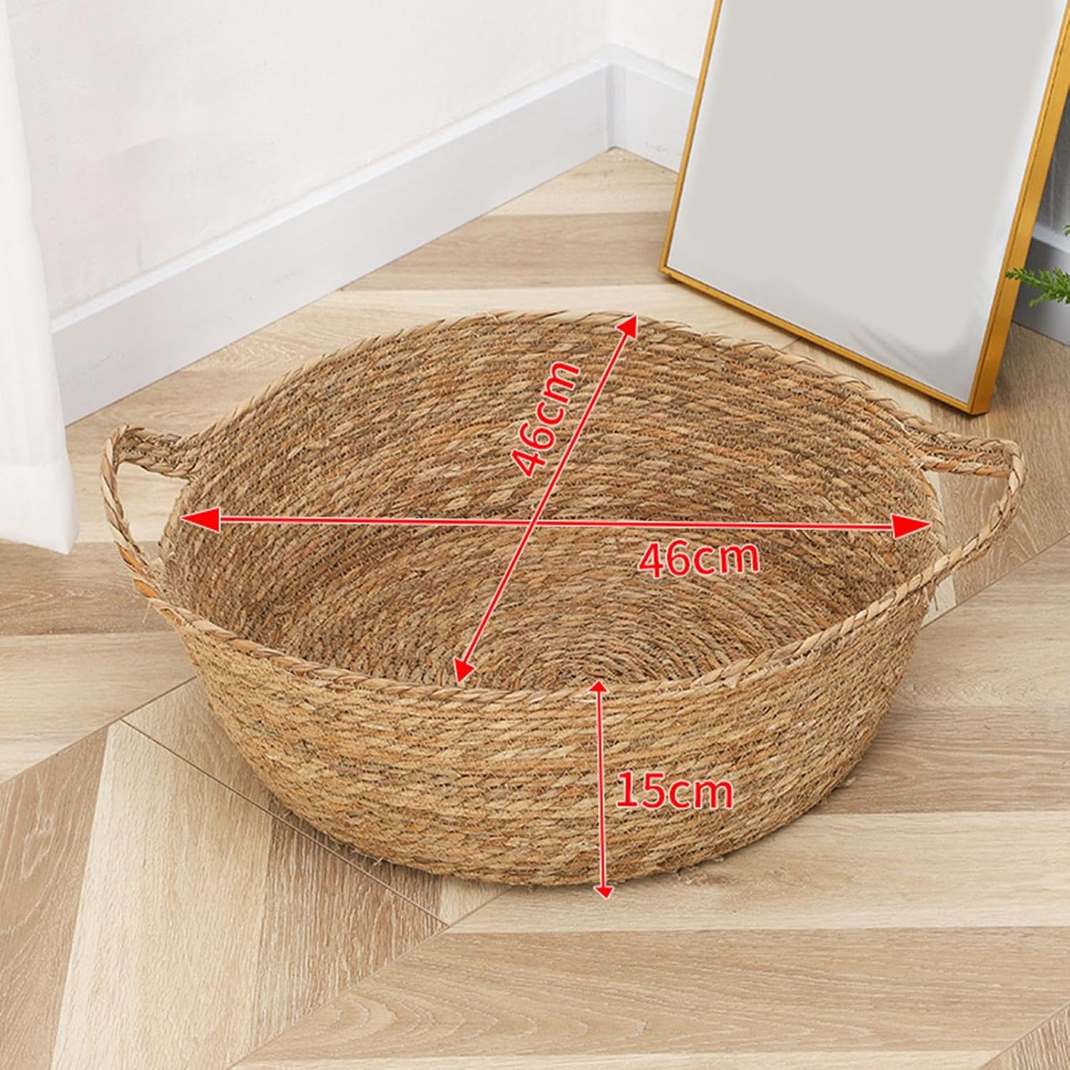MYCENSE Woven Cat & Dog Bed, round Lounge Bed, Small (46Cmx15Cm), Scratch Resistant, Durable Grass Woven Cat Bed, Cat Scratcher for Puppy & Kitten image number 6