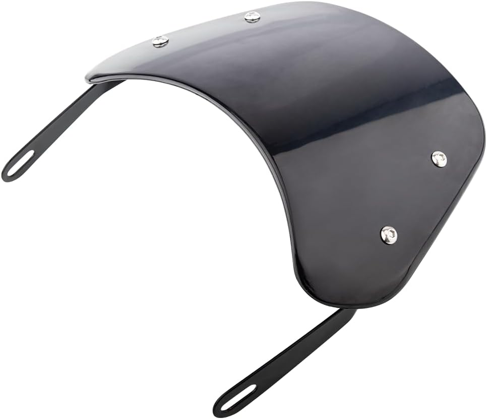 Small Universal Windshield Motorcycle Wind Deflector Windscreen Front Flyscreen with Mount Bracket Fit Motorbike 7" Headlight Compatible with Harley Suzuki Honda Triumph Cruiser Cafe Racer (Black) image number 3