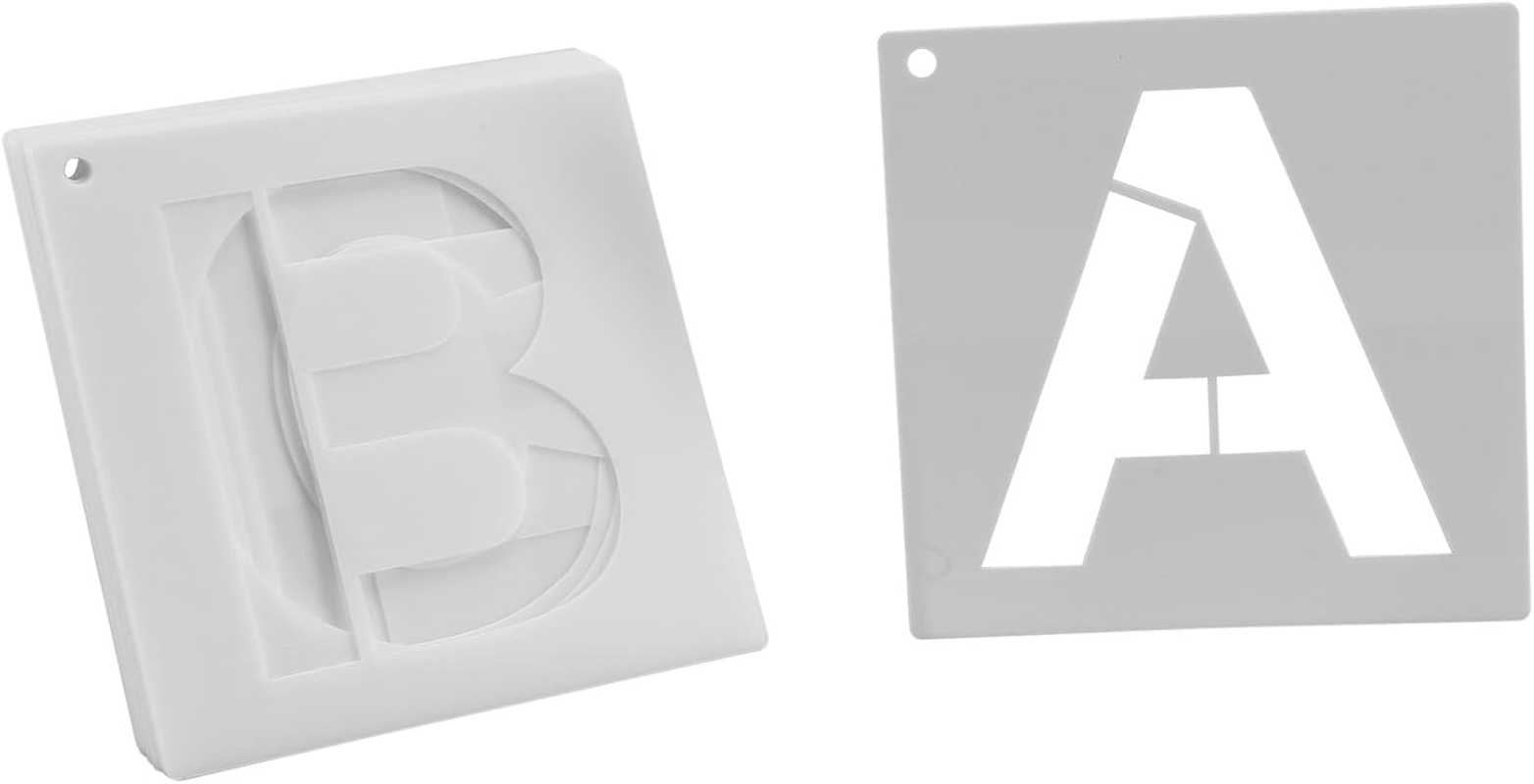 Hepzest Letter Stencils for Painting on Wood 36 Pcs Letter and Number Stencils Reusable Font Templates for Home image number 3