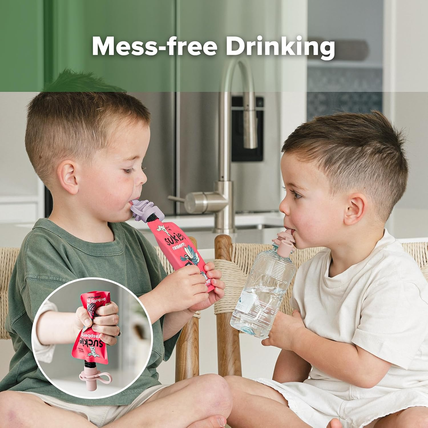 Haakaa Multi-Functional Silicone Spout,Baby Pouch Topper,No Spill Silicone Bottle Top,100% Food Grade Silicone,2 Pack image number 1