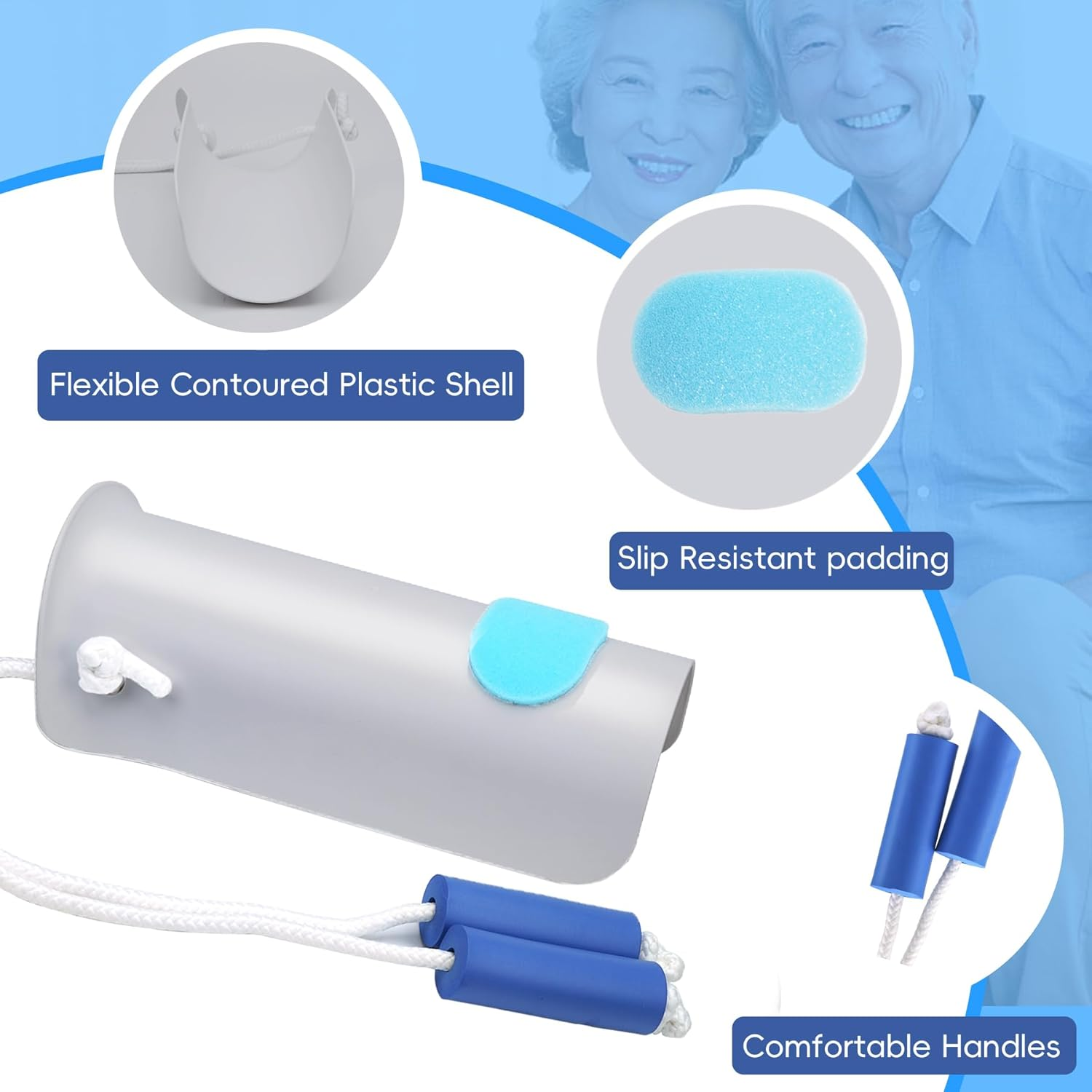 Sock Aid, Sock Aid Device for Seniors, Sock Helpers to Put on Your Socks with Foam Handles, Sock Assistant Device No Bending Easy on Easy Off, Sock Aide for Elderly, Pregnant, Diabetics（Grey） image number 4