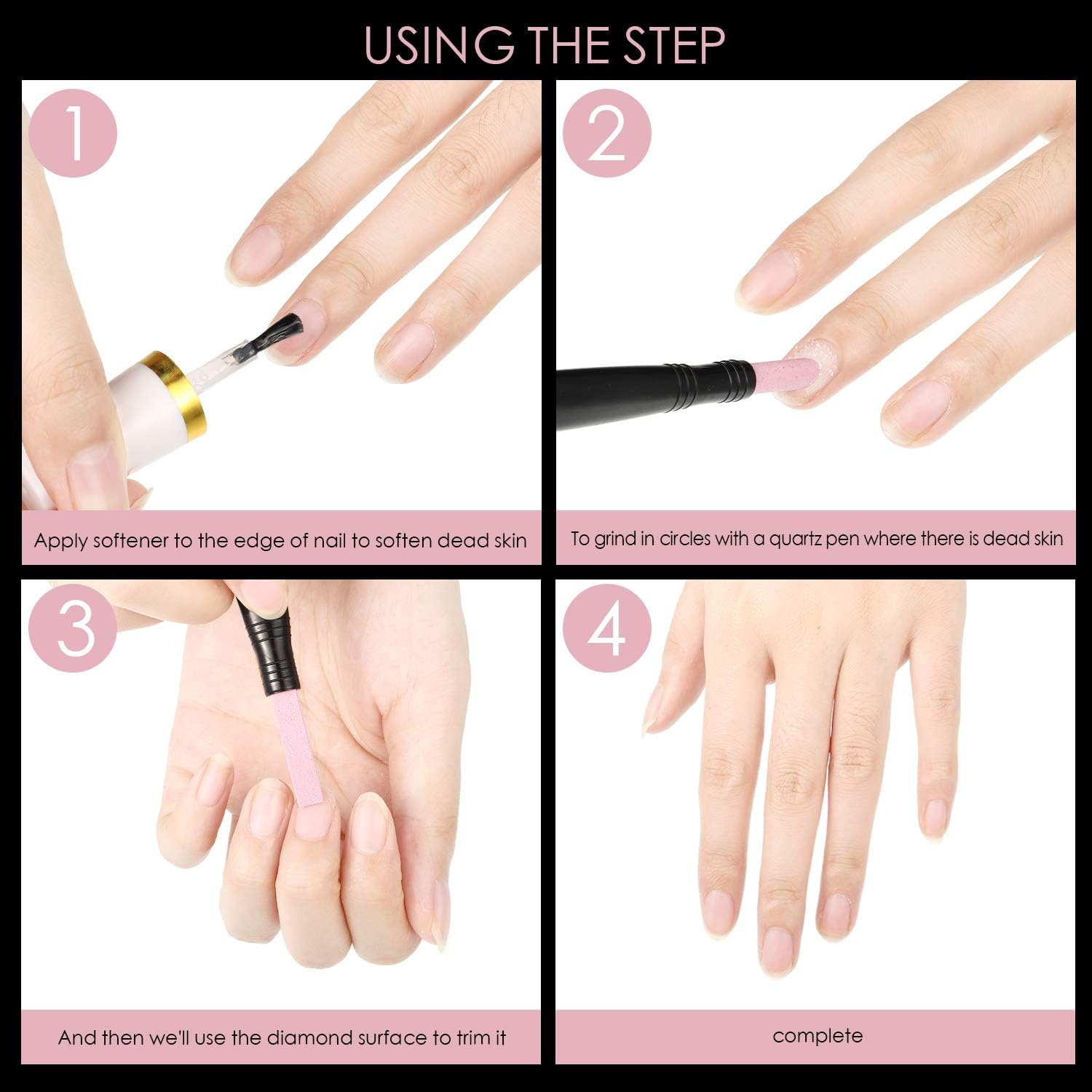 Mudder 6 Pieces Pumice Stone Nail File Stone Sanding Nail File Cuticle Remover Stick Double-Headed Polishing Pen for Household Beauty Salon Fingernail Toenail Peeling Dead Skin Repairing image number 3