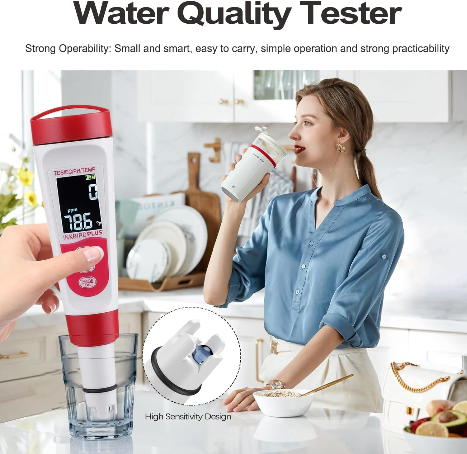 PH Meter, 4 in 1 PH EC TDS Temp Meter for Water Hydroponics, 0.01 High-Accuracy Waterproof Digital Water PH Tester with ATC, Backlight for Household Drinking, Pool, Aquarium, Nutrients Growing, Lab image number 2