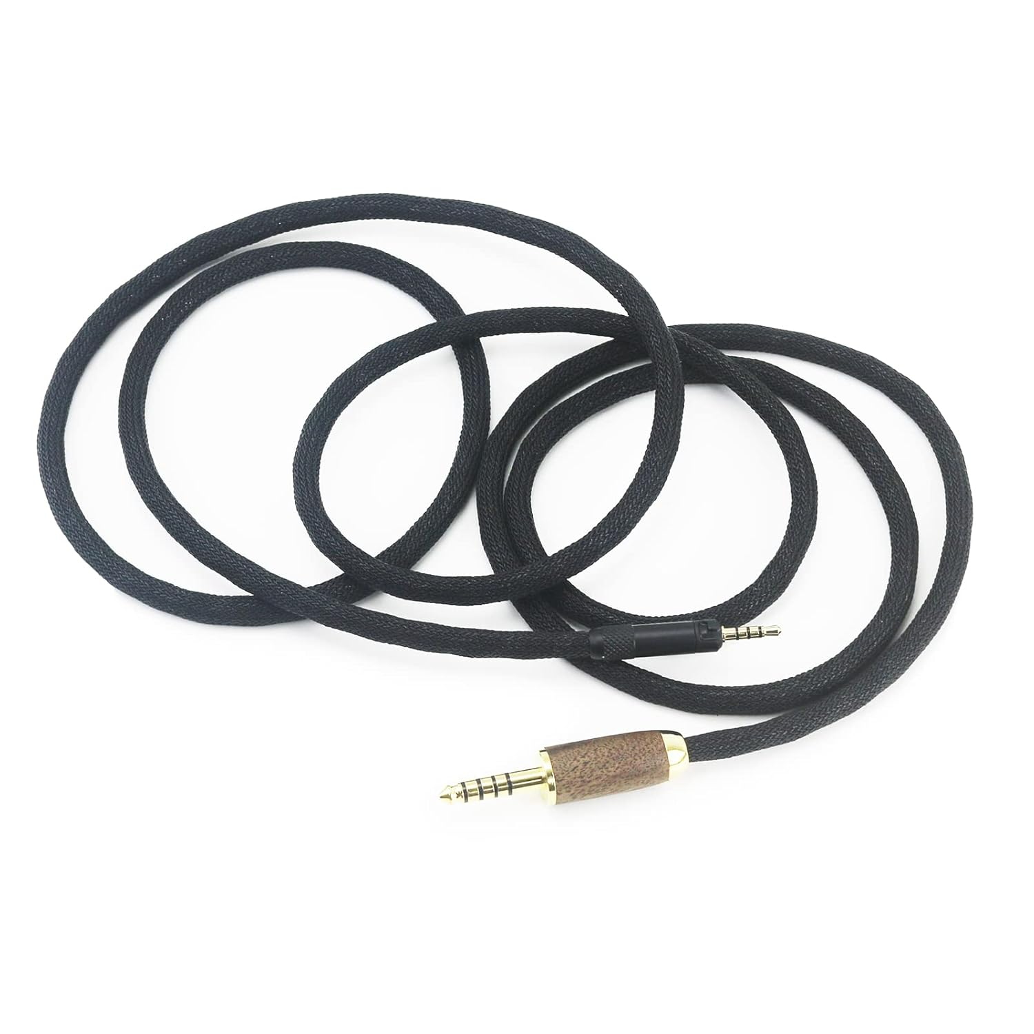 Newfantasia 4.4Mm Balanced Male 6N OCC Copper Silver Plated Cord Compatible with Sennheiser HD598, Hd560S, HD599, HD620S Headphone - Walnut Wood Shell image number 1