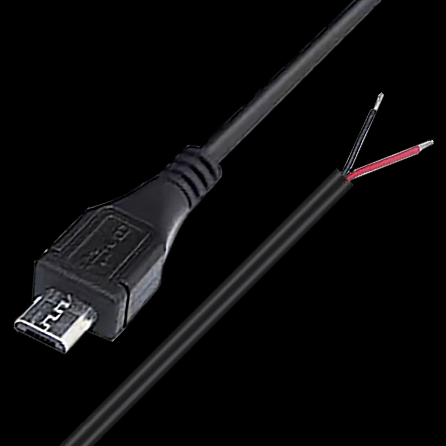 Tunghey 2Pack Micro USB to Bare Wire Open End Cable 5V 2.1A 22AWG 2 Cores Power Pigtail Repair Tin on the Tail Cable Cord DIY Black image number 4