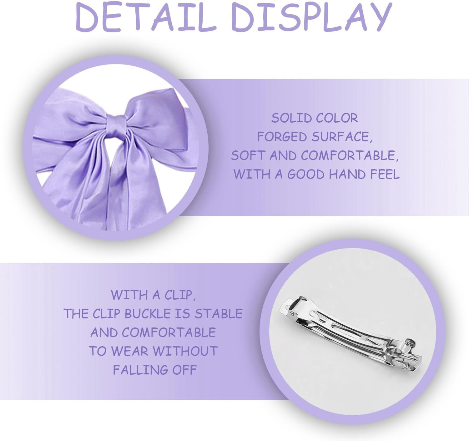 Pack of 2 Hair Pins with Bow, Hair Accessories Made of Silk Satin, Elee and Fashionable Decoration, Women'S Accessories, Suitable for Ponytails and Braided Hair Accessories. image number 5