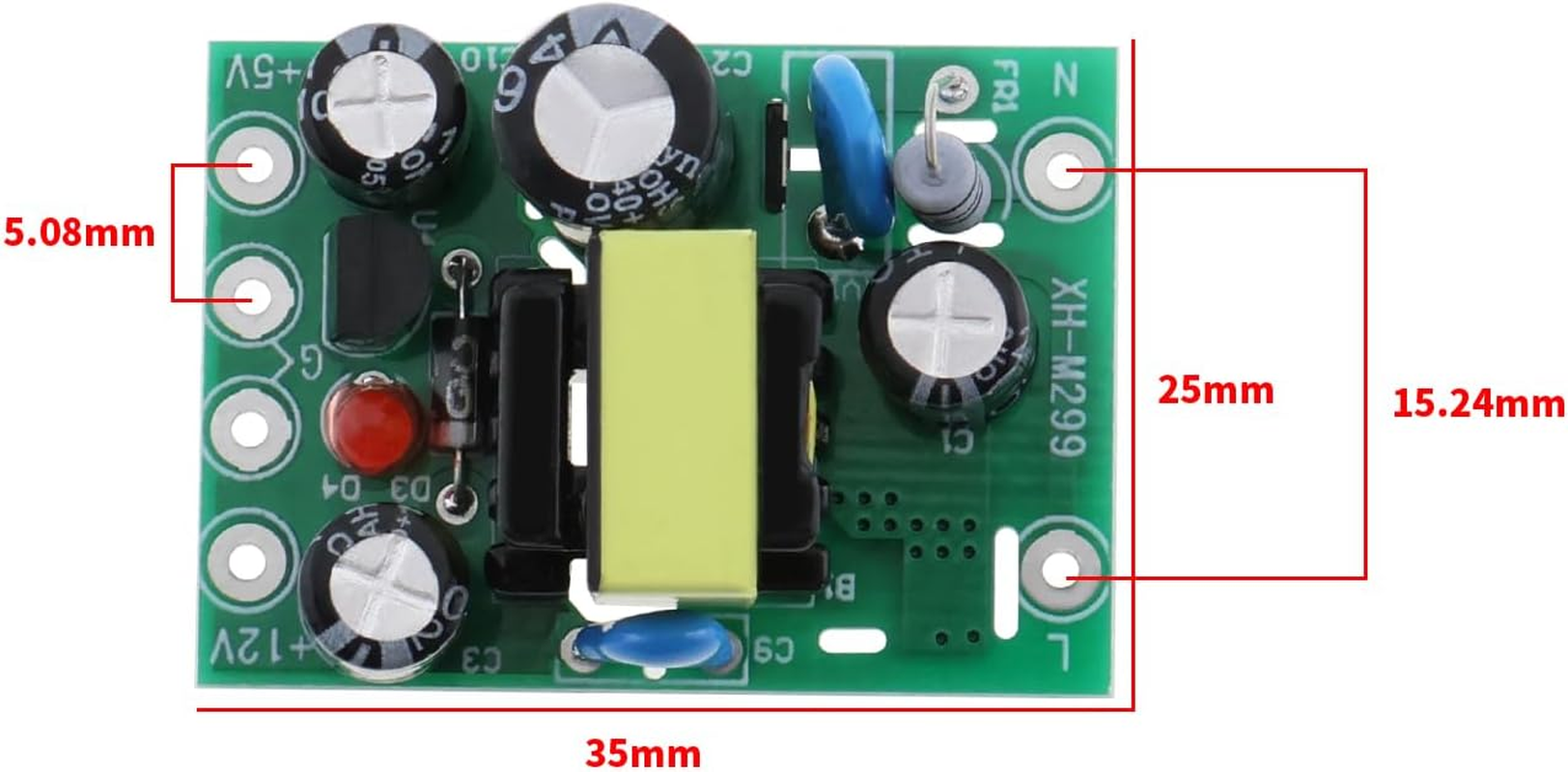Emagtech 2Pcs XH-M299 Switching Power Module Mini AC-DC Converter Module AC to DC Transformer Power Module Power Supply Convert Board Module Input AC 110-220V image number 6