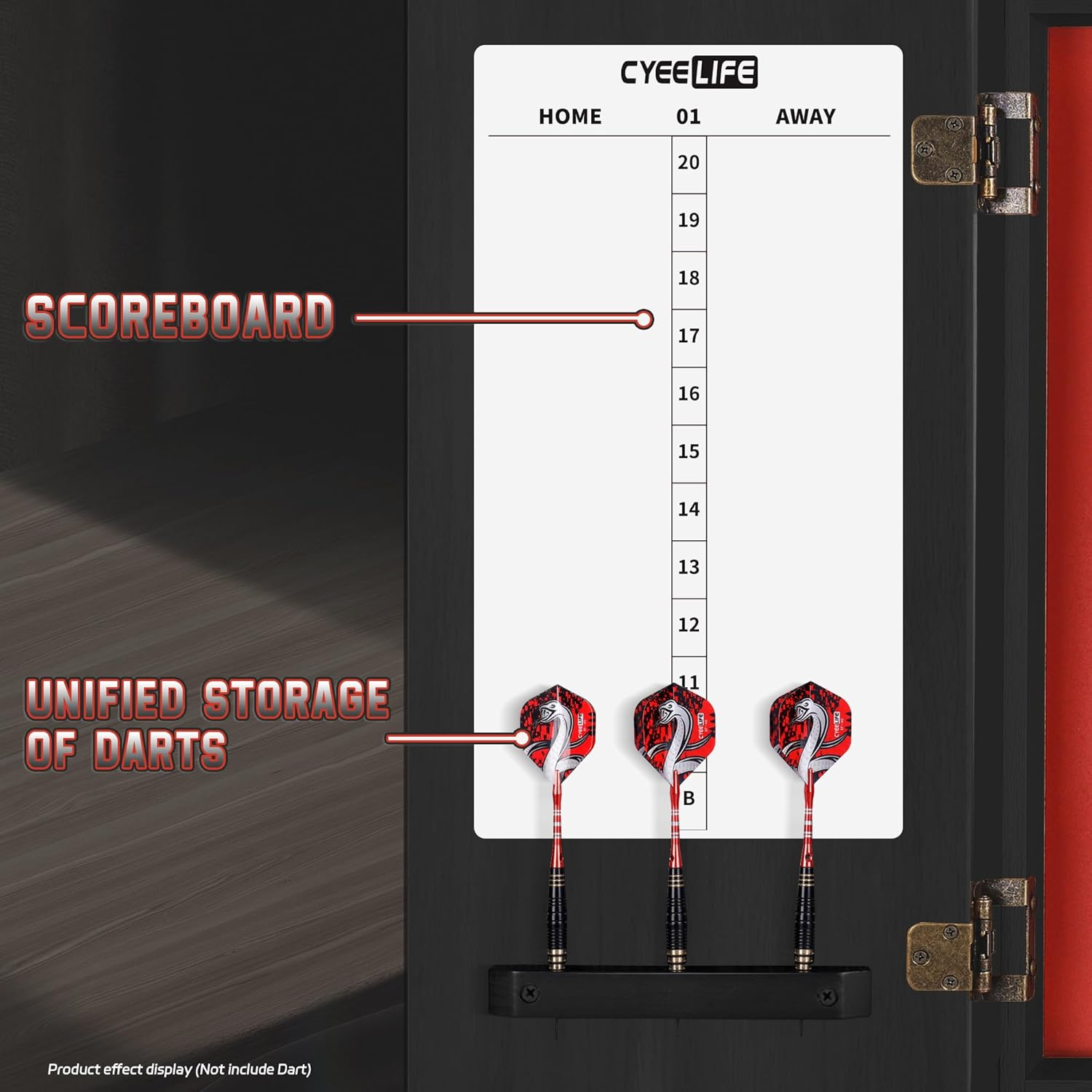 Cyeelife Dartboard Cabinet for Steel Tip Dartboard,Wall-Mounted image number 2
