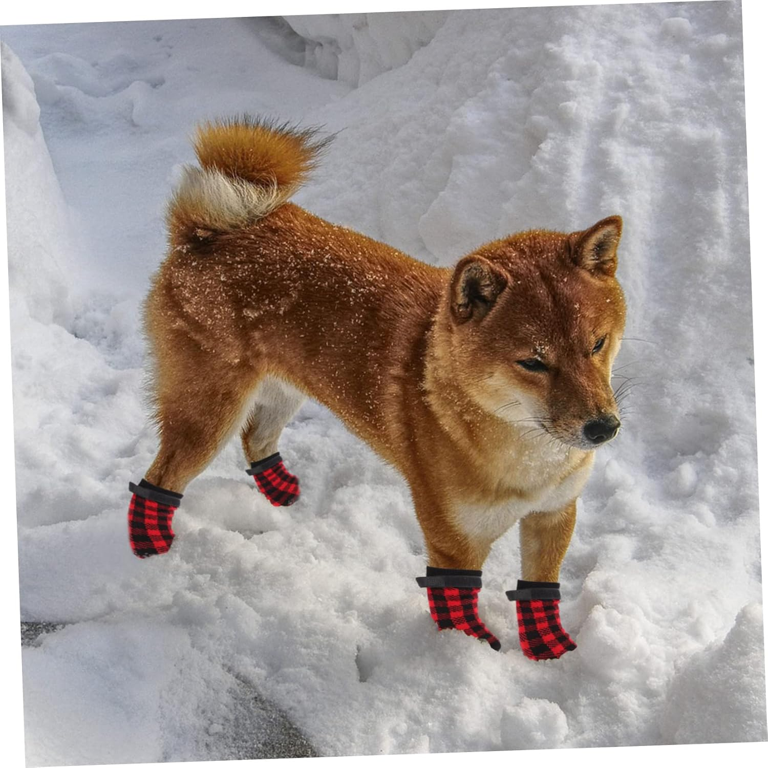 4Pcs Christmas Themed Warm Pet Socks for Dogs Non Slip Footwear for Indoor Use image number 5