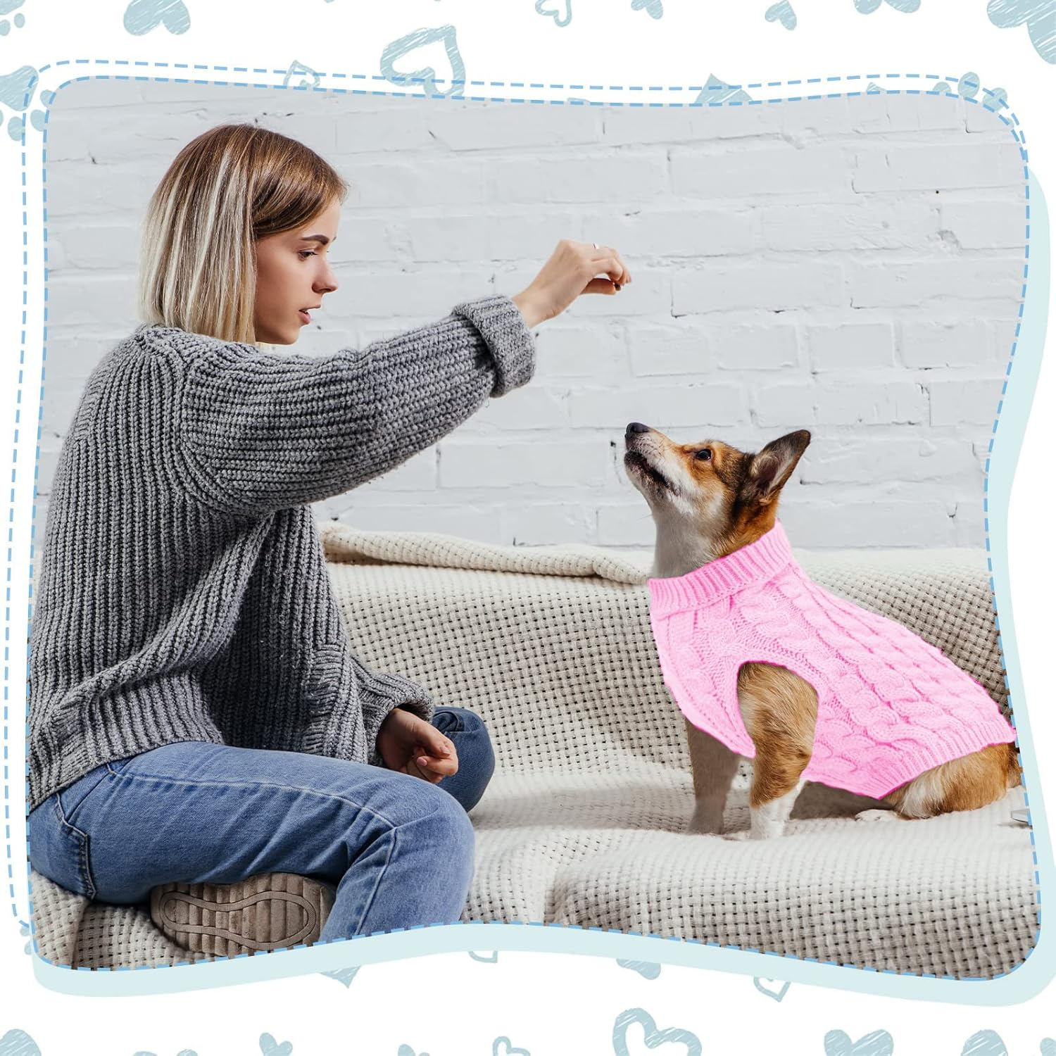 Dog Sweaters for Medium Small Dogs, Cat Sweater Dog Clothing Dog Jumper Puppy Turtleneck Knitted Dog Outfit Pet Twist Striped Vest Cute Warm Winter Clothes for Chihuahua, Dachshund (Pink, Medium) image number 1