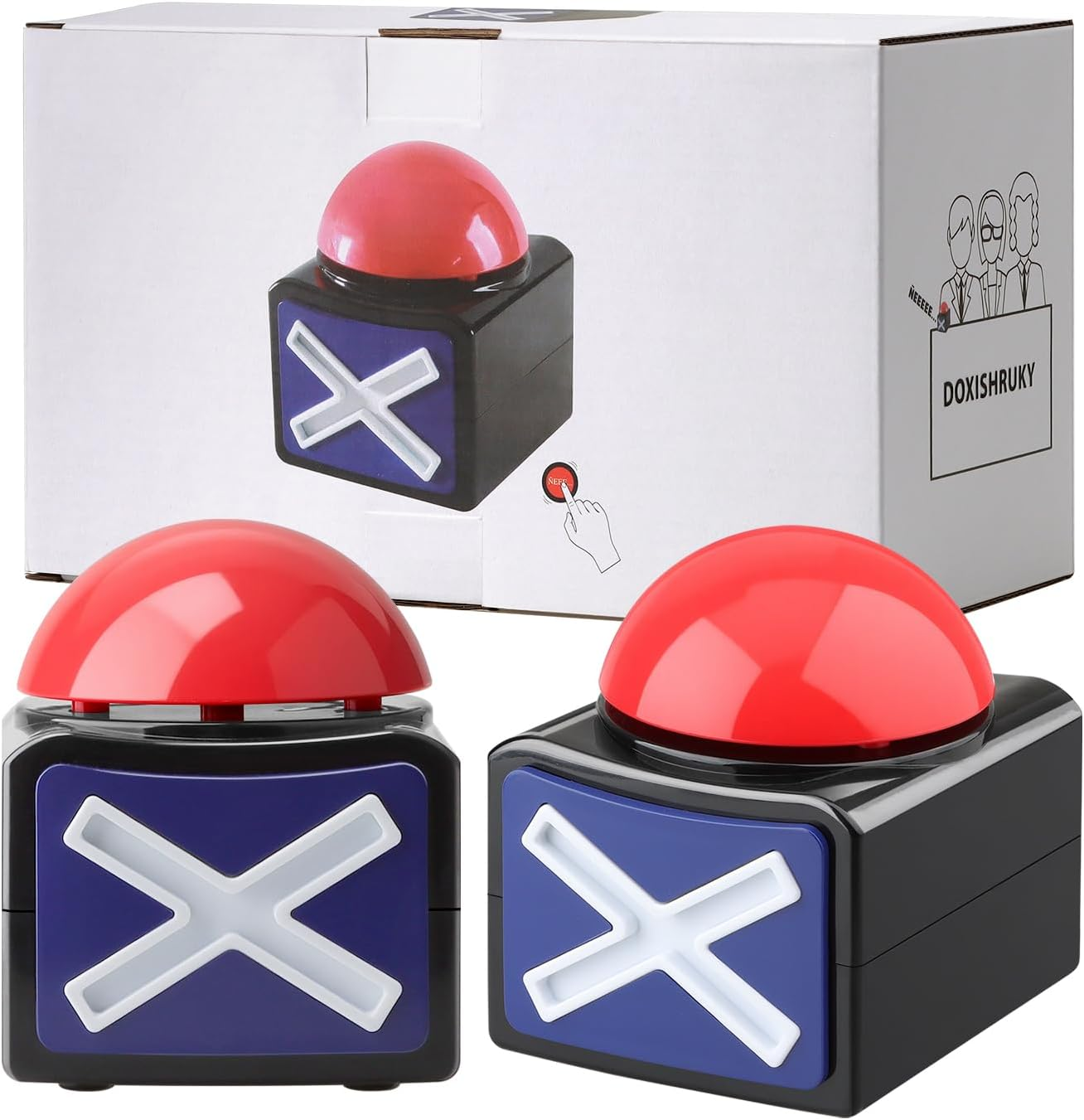 2Pcs Game Answer Buzzer Alarm Button Box with Sound Light Party Contest Prop Toy, Trivia Quiz Got Talent Buzzer for Kids Adult