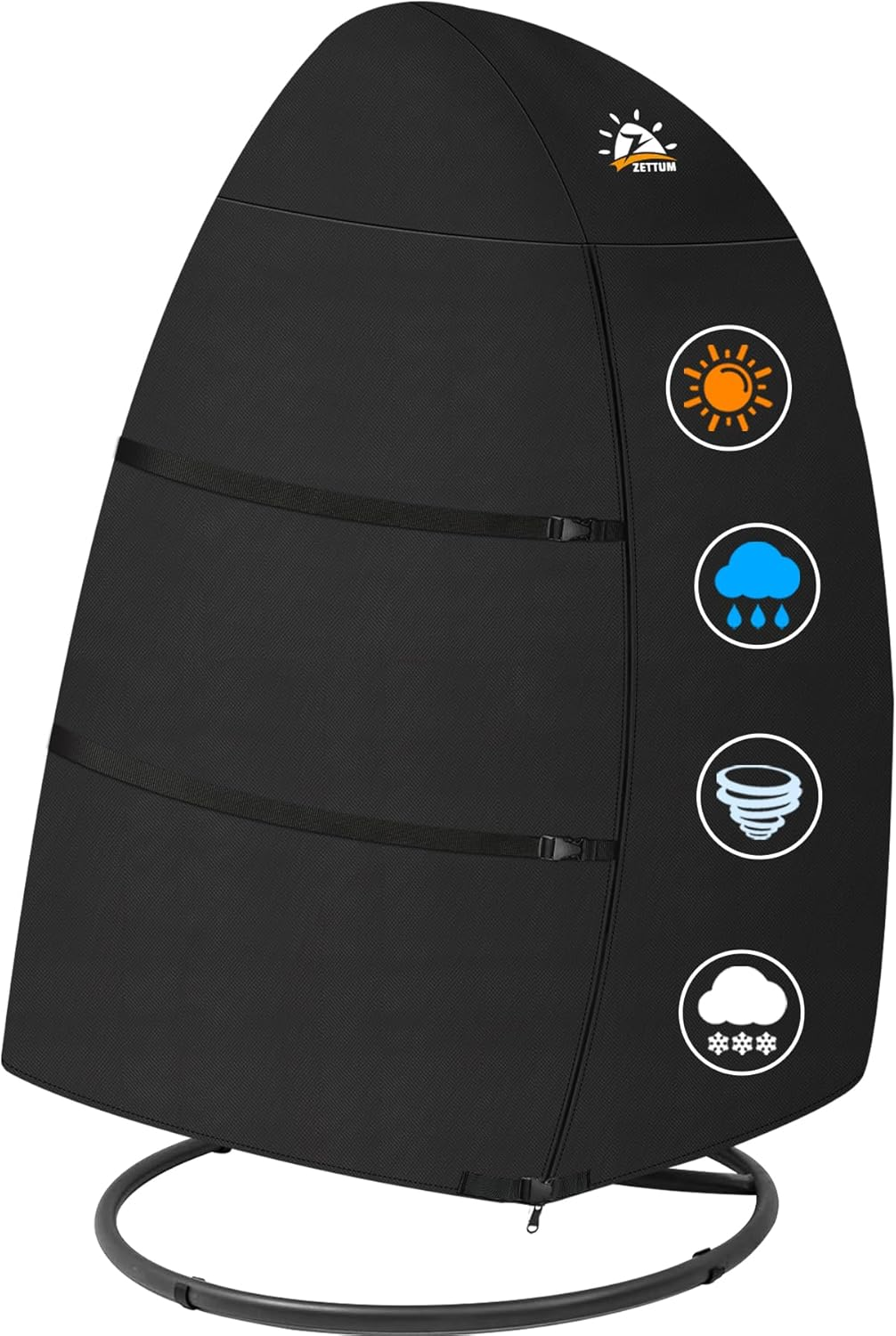 Zettum Egg Chair Cover, Double Seat Hanging Egg Chair Cover, Waterproof Outdoor Hanging Chair Cover, 600D Heavy Duty Cover for Patio Wicker Swing Egg Chair, 66 X 43 X 68 Inch