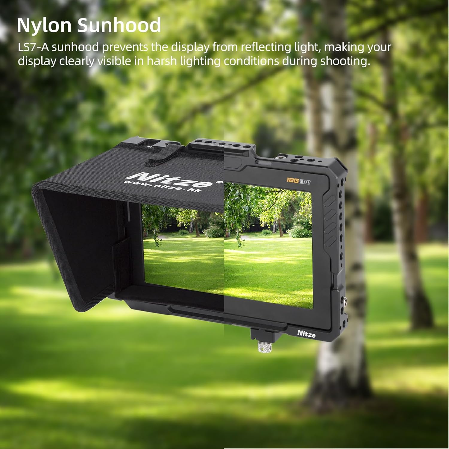 Nitze Cage for Blackmagic Design Video Assist 7" 12G Monitor with Sunhood, HDMI Cable Clamp and USB-C Cable Clamp - JT-B02B image number 6