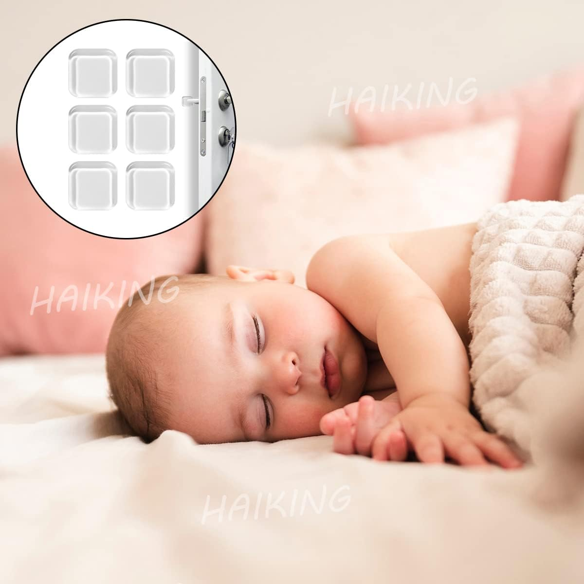 Square Self Adhesive Door Bumper, 6 Pcs 4 * 4Cm Silicone Door Wall Protector for Door Knob,Cabinet, Headboard (Transparent) image number 5