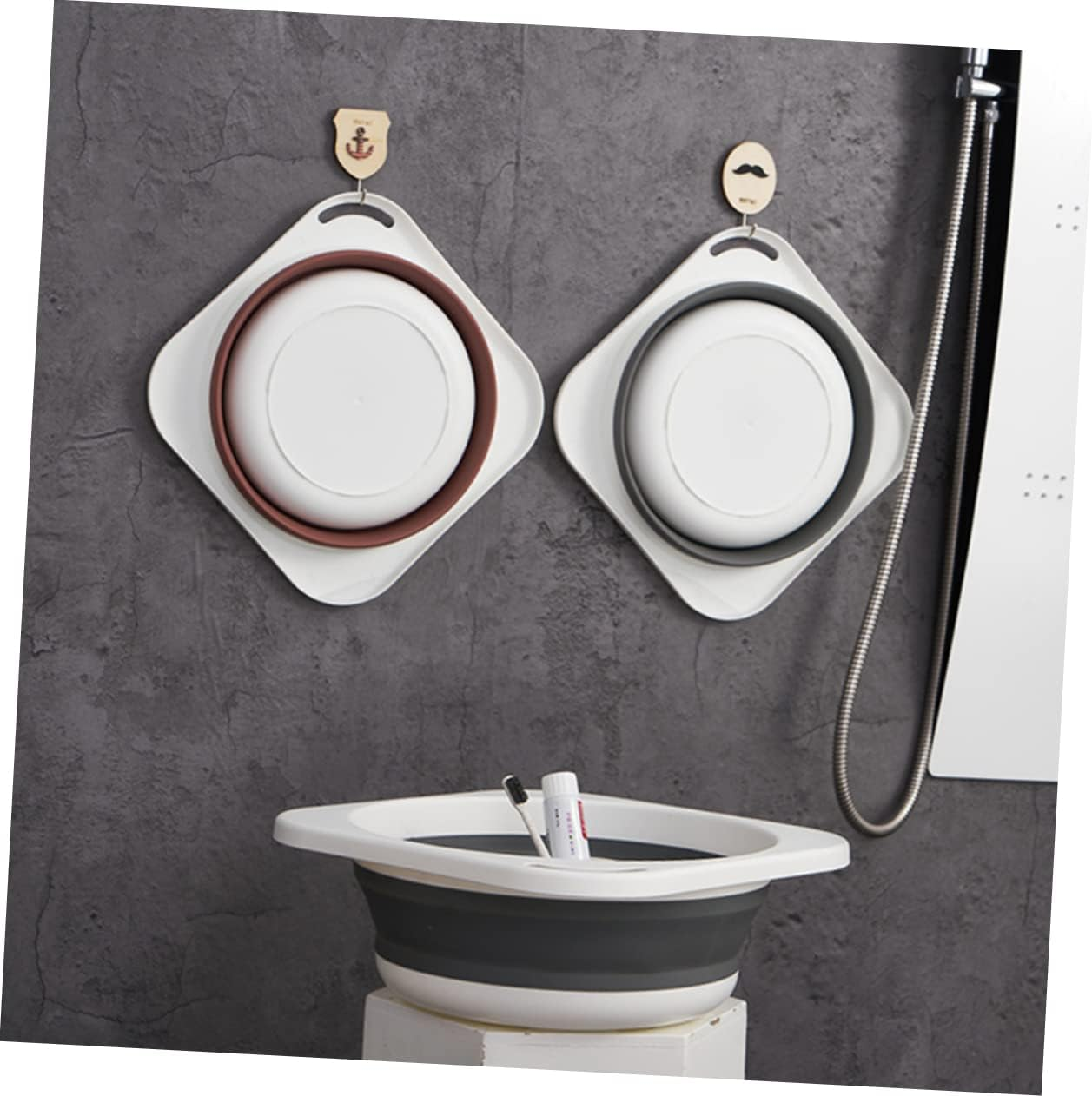 Foldable Face Wash Basin Bathroom Basin with Space-Saving Hanging Handles Easy to Carry Medium Size for Baby'S Face Washing and Outdoor Cleanup