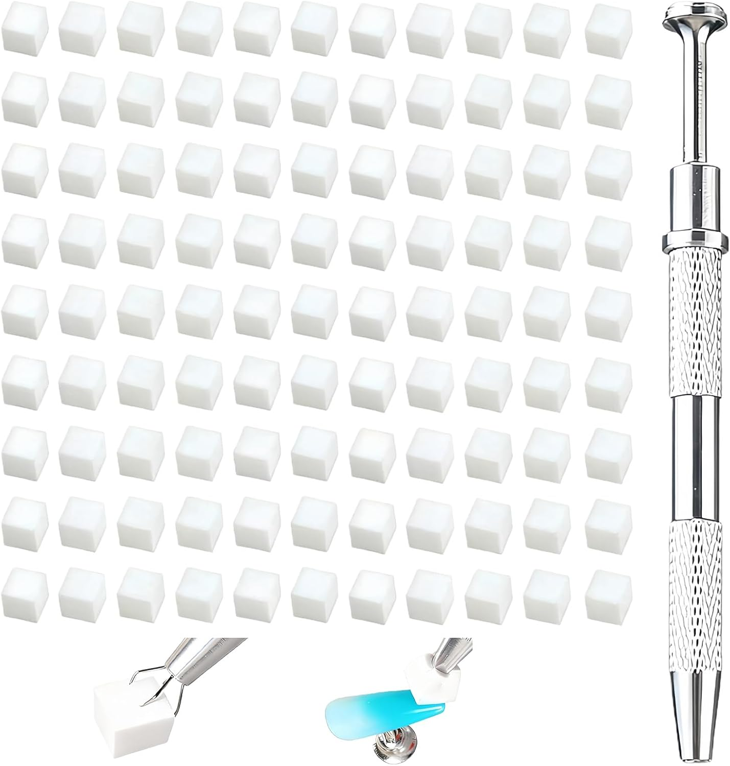 Vymoreon 100Pcs Nail Sponge, Nail Art Tools - Nail Art Sponges and 1 Nail Sponge Metal Gripper for Ombre, Manicure Accessories image number 4