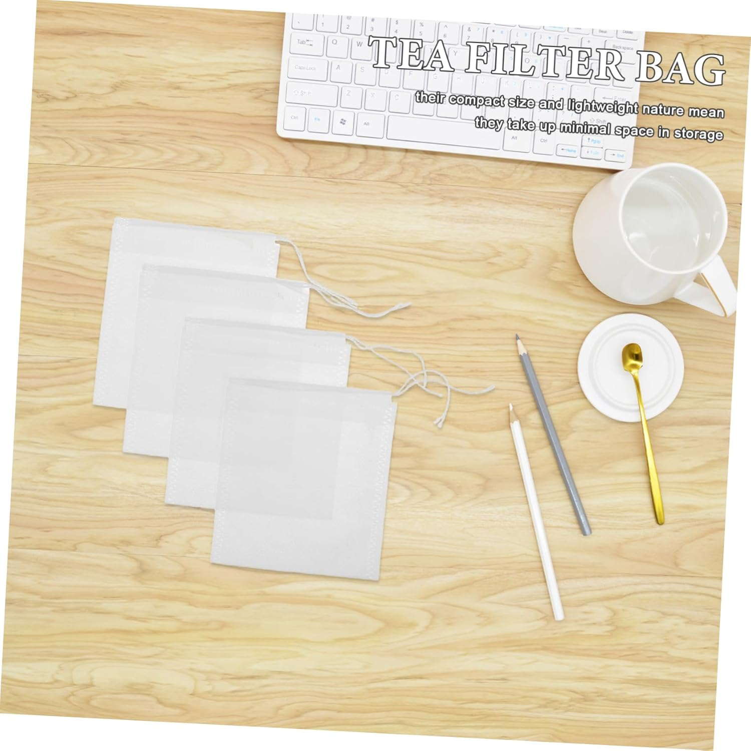 100Pcs Empty Tea Infuser Bags 9X10Cm Drawstring Filter Bags for Loose Leaf Tea Cotton Suitable for Bathing, Foot Soak, and Freshening Home Environment image number 4