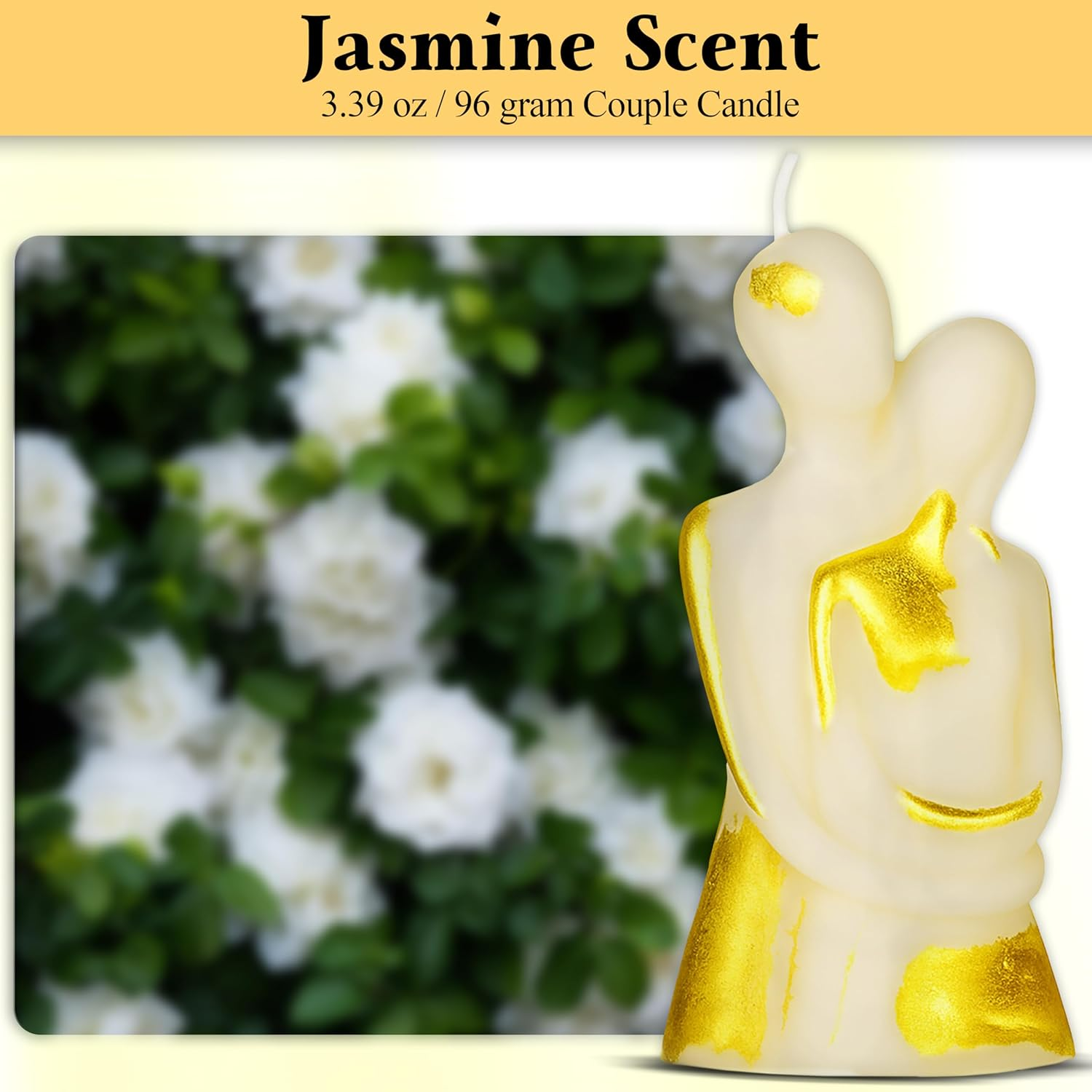 Apexor Scented Candle &ndash; Erotic Wedding Couple Figurine with Jasmine Scent, White with Gold Foil Accents, Ideal for Couple Spells and Special Other Occasions image number 1