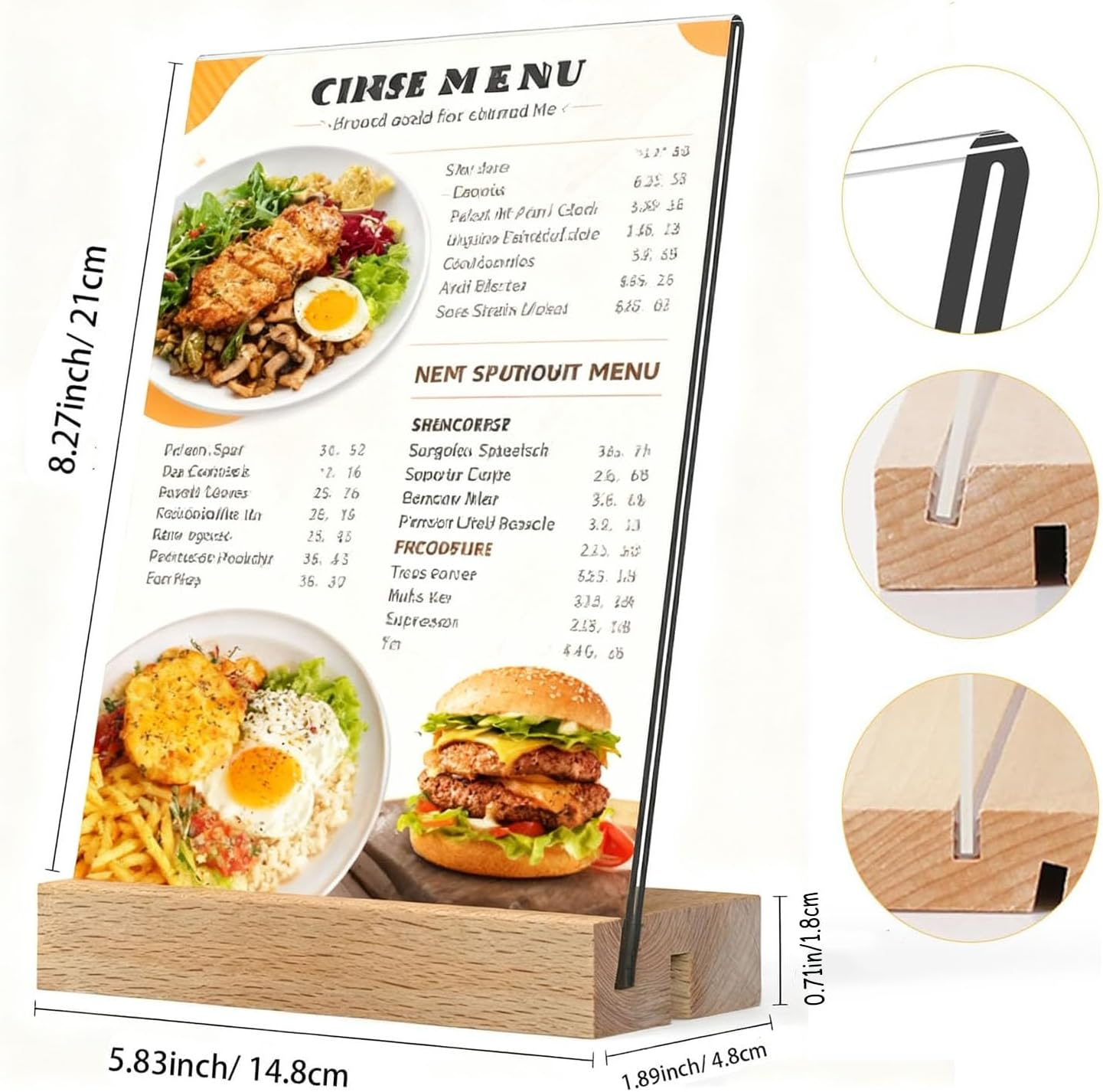 3 Pack A5 Acrylic Sign Holder with Wood Base,Clear Table Display Stand,L/T Shape Vertical & Slant Back Display,Double-Sided Tabletop Display Stand for Wedding, Restaurant, Store, Office, Hotel image number 4