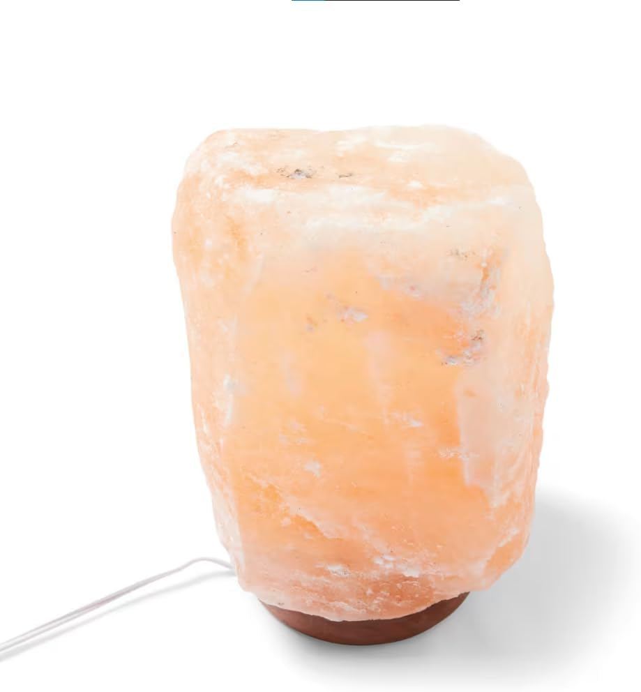 Himalayan Salt Lamp with Wooden Base &ndash; 18.5Cm Tall, 2.1Kg Natural Crystal Rock Lamp for Bedroom or Living Room &ndash; Indoor Decorative Light with Power Cord &ndash; Soothing Warm Glow image number 3