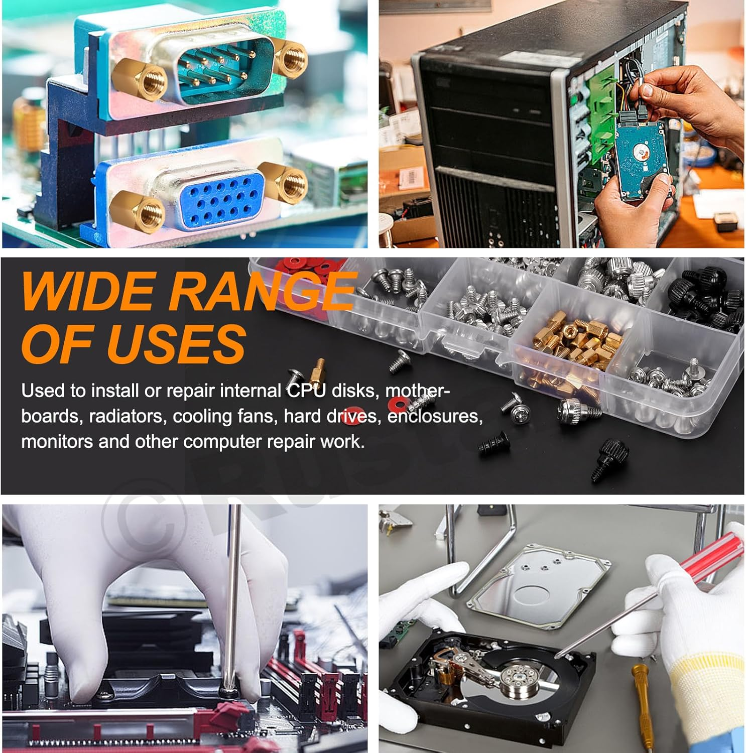 293Pcs Computer Screws Assortment Kit Motherboard Standoffs Screws Set PC Screws Kit for Universal Motherboard Hard Drive Computer Case Laptop Case Repair DIY Installation image number 2