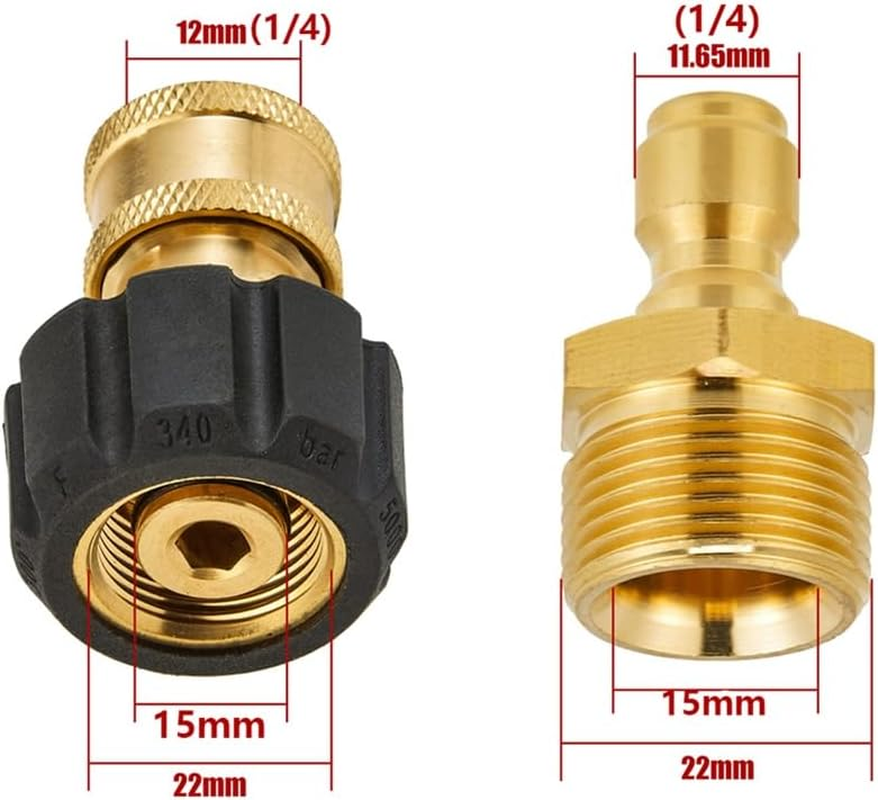 High Pressure Washer Adapter Set Quick Connect Kits Tool to Wand M22 to 1/4 Quick Connect image number 4