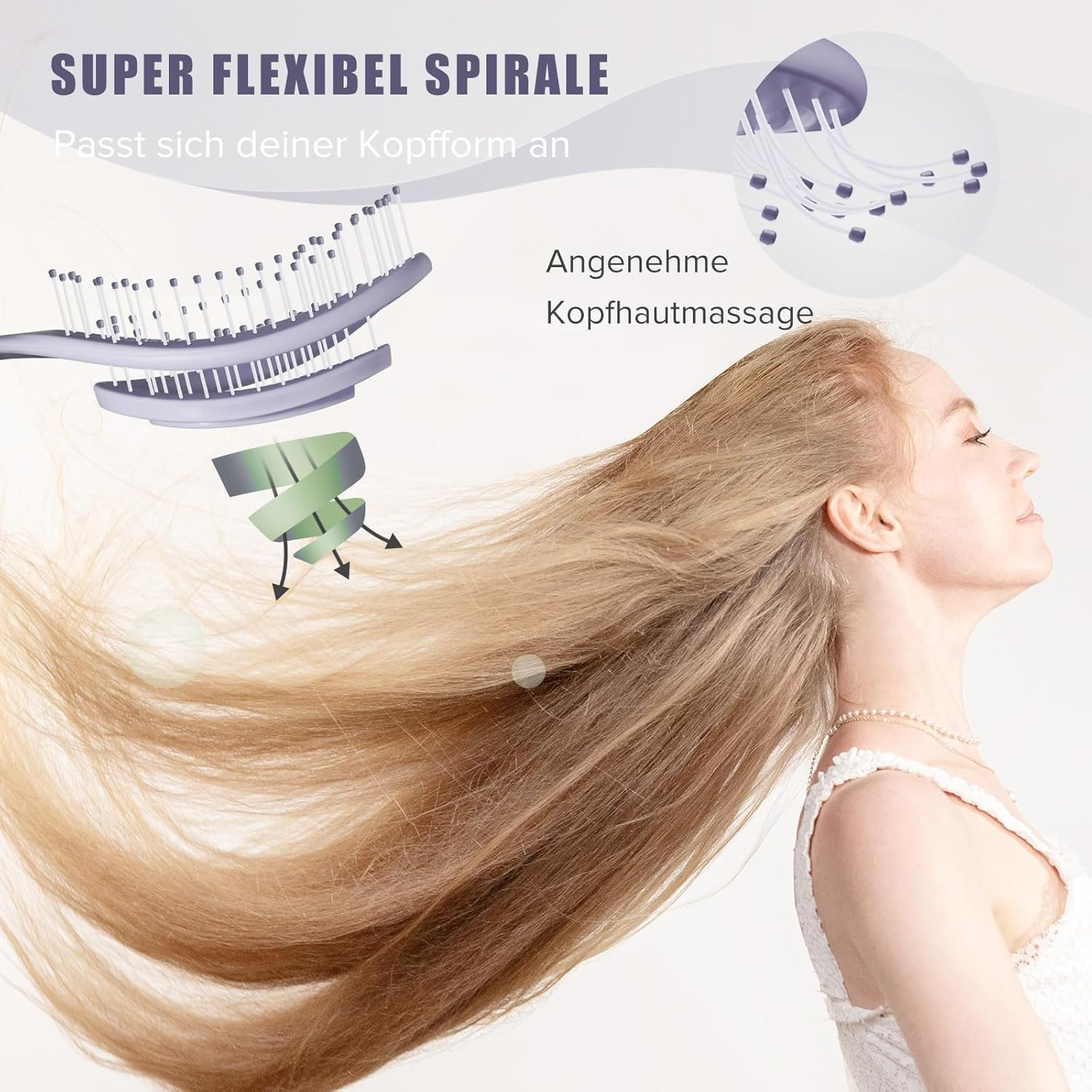 SHINLEA Hair Brush without Pulling, Scalp Massage Brush, Detangler Brush for Women, Men & Children, Detangling Brush Also for Curls and Long Hair (Purple) image number 3