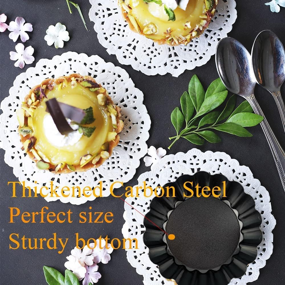 Coehaopike 6Pcs/Set Mini Tart Pan Egg Tart Molds with Removable Bottom Non-Stick Pie Pizza Cake round Mould Tins Tarts Quiche Pan Bakeware image number 6