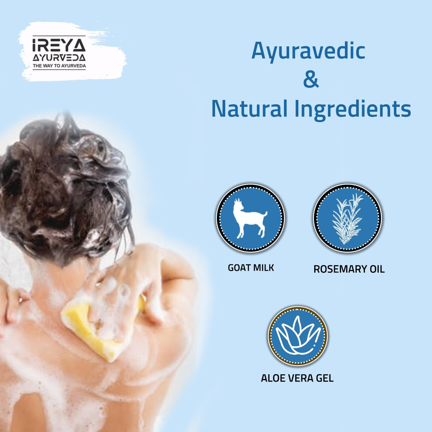 Ireya Ayurveda Goat Milk Soap - with Lavender Shea Butter & Aloe Vera Extract 125 G - Moisturizing Cleansing Soap Free from Parabens, SLS and Handmade Soap image number 2