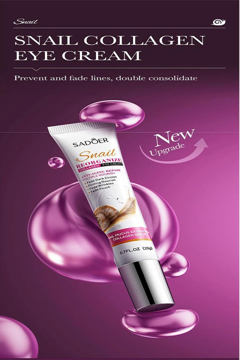 Snail Recombinant Collagen Eye Cream for Dark Circles and Puffiness, Eye Cream, under Eye Cream for Dark Circles, Improve Dry Eye Cream