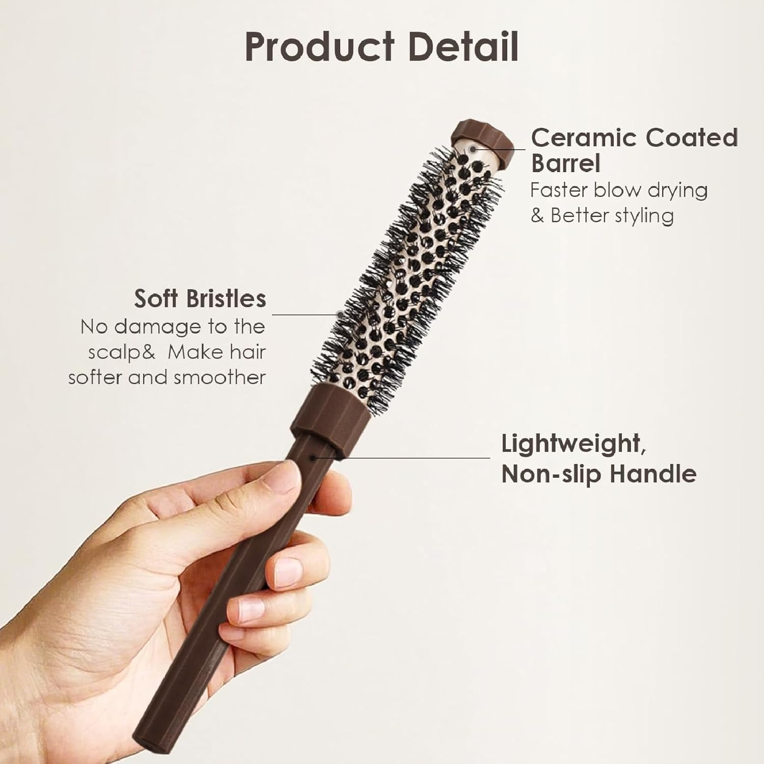 Round Brush Small, Pack of 3 Hair Dryer Brush, round Hair Brush with Aluminium Tube, Perfect for Quick Styling, Volume and Gentle Care of Short to Medium Hair, Suitable for Men and Women