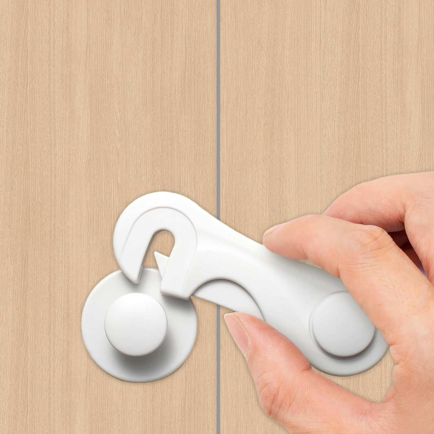 8-Pack Child Safety Locks for Cabinets, Drawers, Doors, Pantry, Wardrobe &ndash; No Drilling Required, Baby Proofing Cabinet Lock, Adhesive Strips