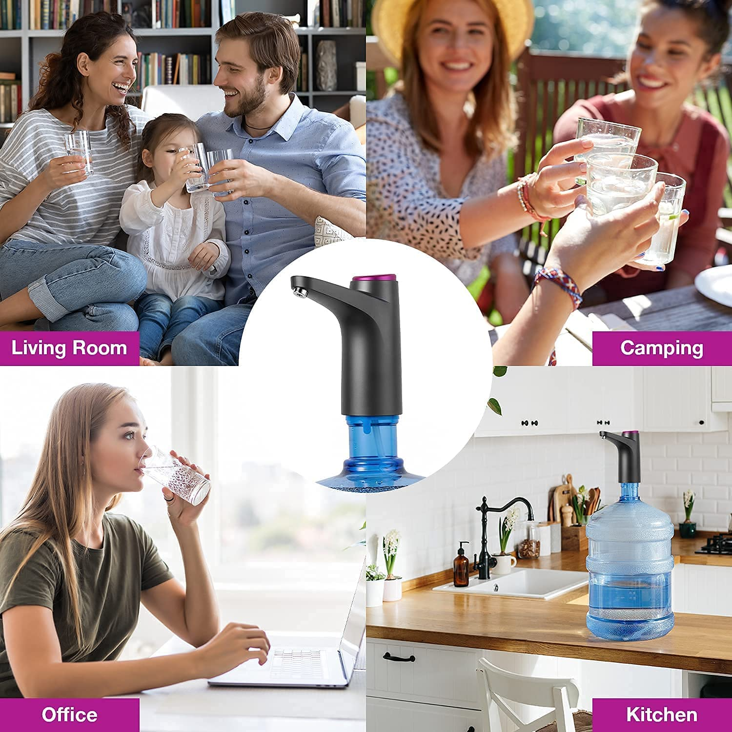 Water Pump Dispenser,Electric Water Bottle Pump Water Dispenser Jug Drinking Water Pump for Home Kitchen Office Camping Outdoors Fit for 3-5 Gallon Water Bottle image number 6
