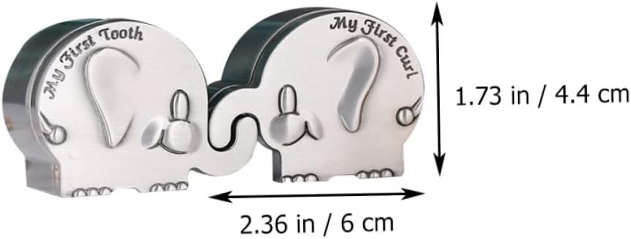 Elephant First Tooth and First Curl Keepsake Box for Newborns, Small Metal Baby Hair and Tooth Storage Holder, Silver Color, Newborn Memory image number 5