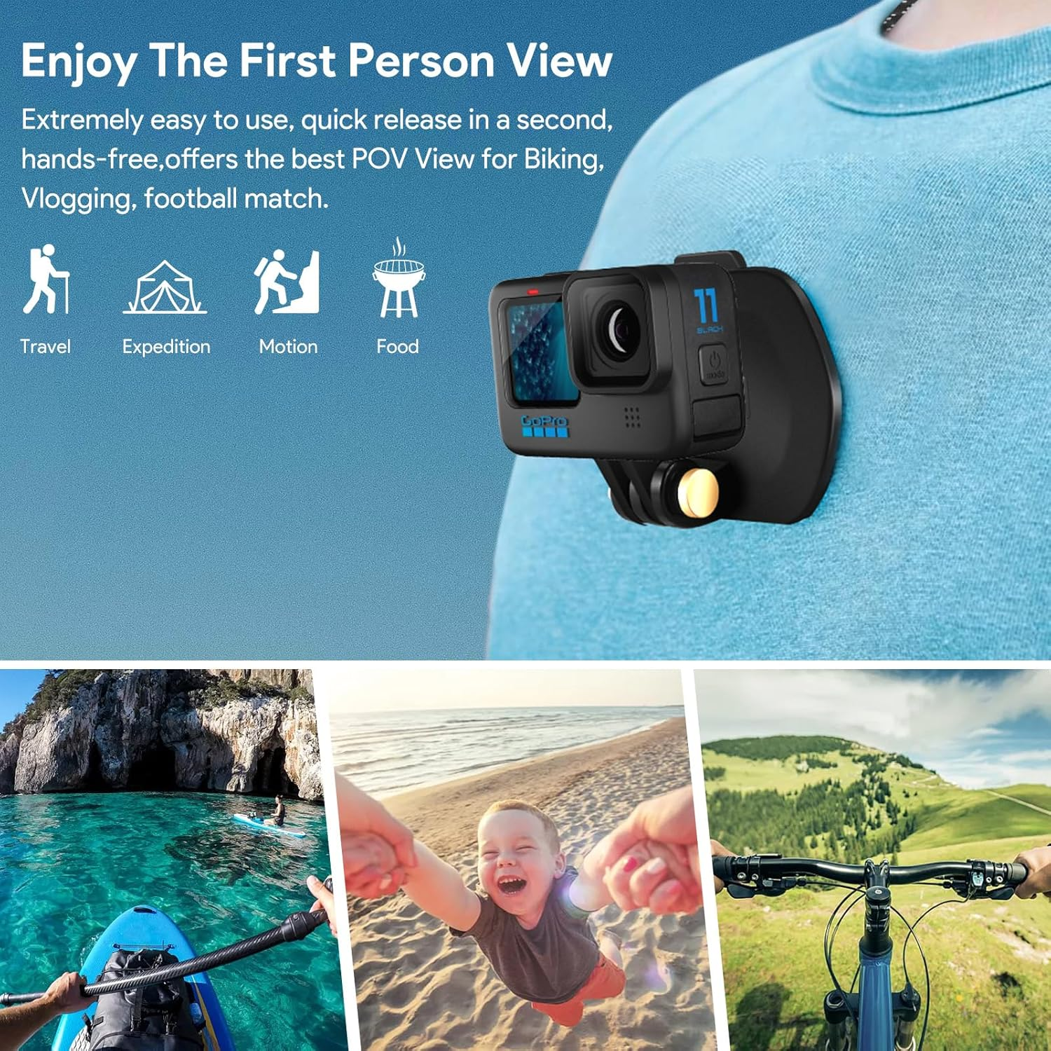 REYGEAK Magnetic Action Camera Mount for Gopro, Adjustable Magnetic Mount Magnetic Chest Mount Compatible with Gopro Hero 11 Black Hero 10/9/8/7/6,DJI Osmo Action 3 image number 5