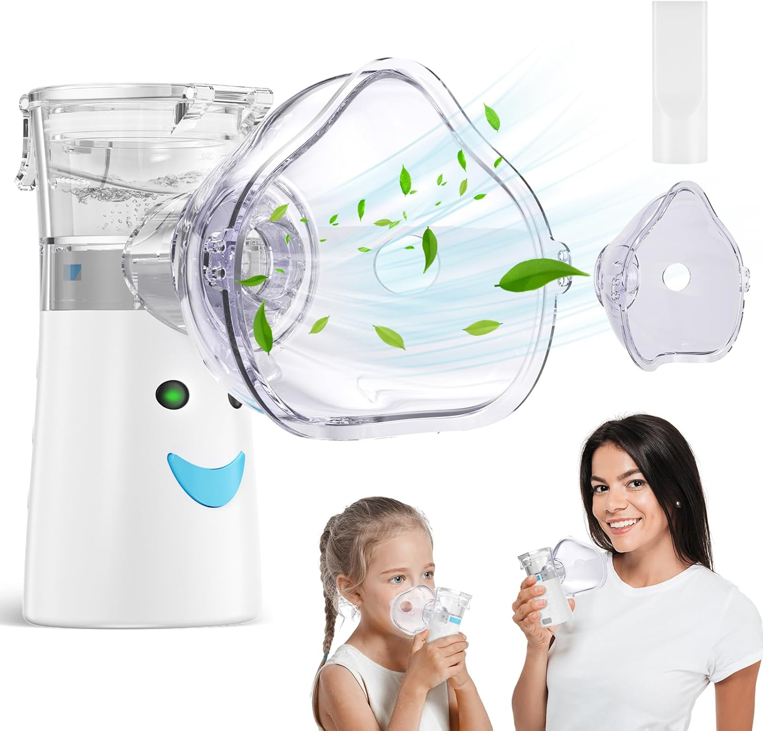 Portable Nebulizer Machine for Adults, Mesh Nebulisers Device for Breathing-Problems Household Nebuliser Handheld for Kids with Mouthpieces, 2 Nebulizer Masks, Self-Cleaning Mode image number 5